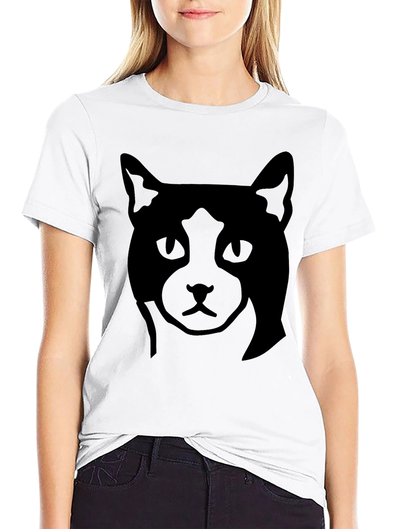 Camiseta Negra con Diseño de Gato