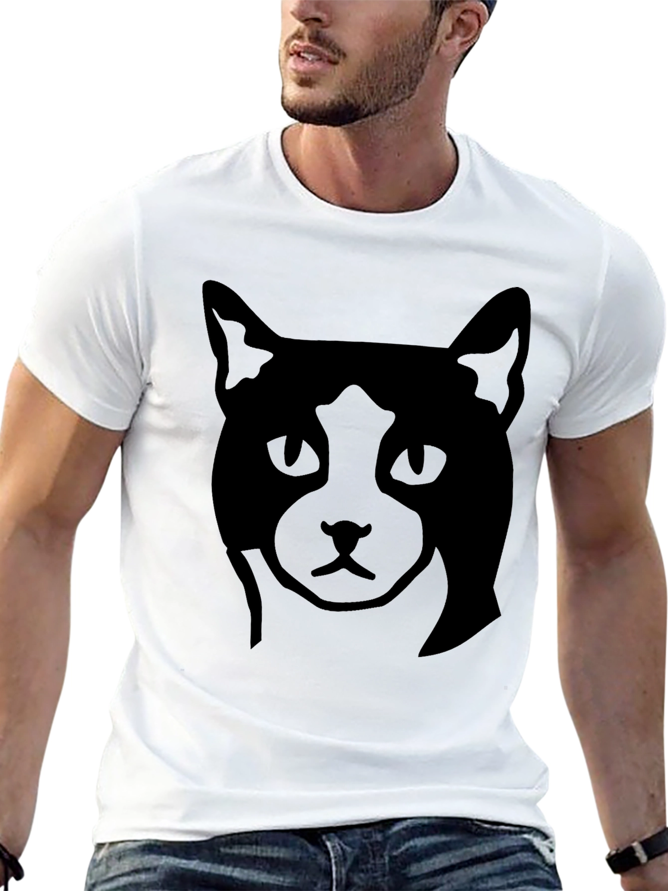 Camiseta Negra con Diseño de Gato