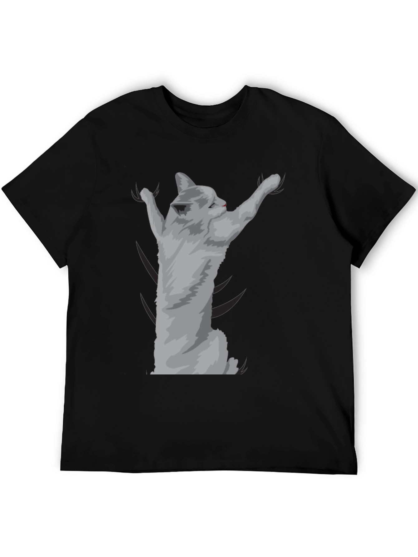 Camiseta Negra con Diseño de Gato Adorable