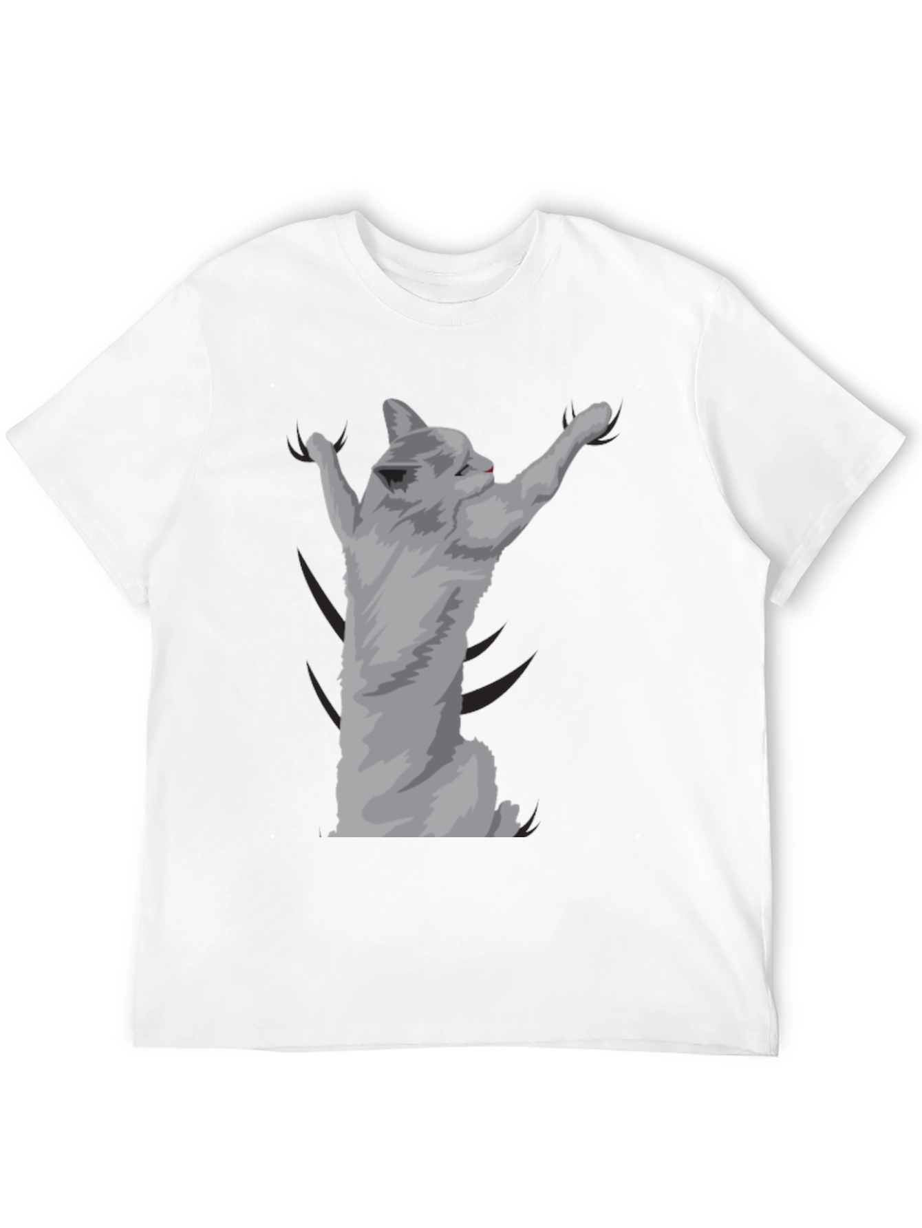 Camiseta Negra con Diseño de Gato Adorable