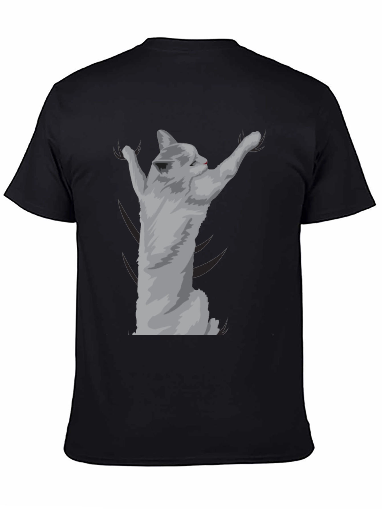 Camiseta Negra con Diseño de Gato Adorable