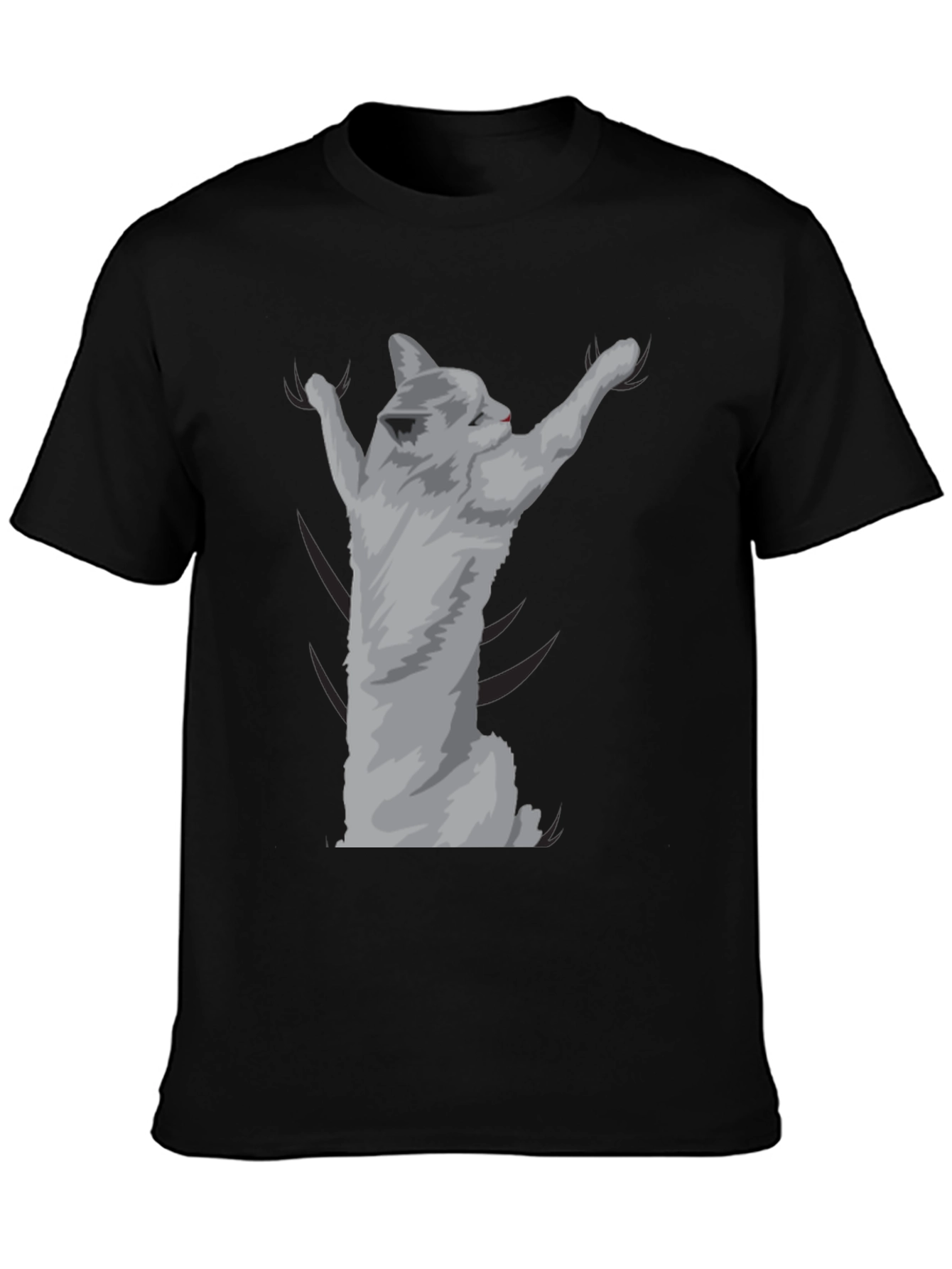 Camiseta Negra con Diseño de Gato Adorable