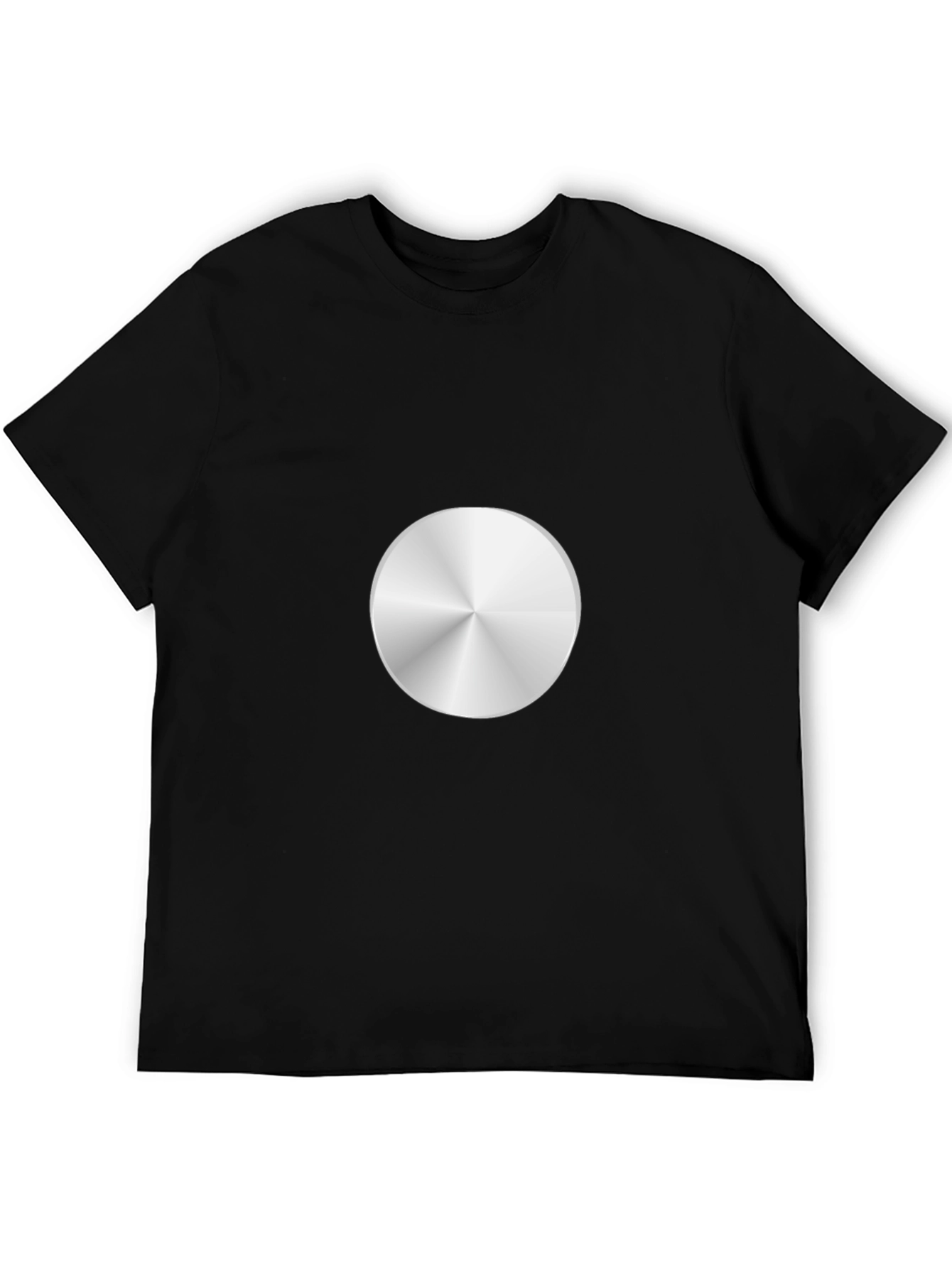 Camiseta Negra con Diseño Circular Metálico