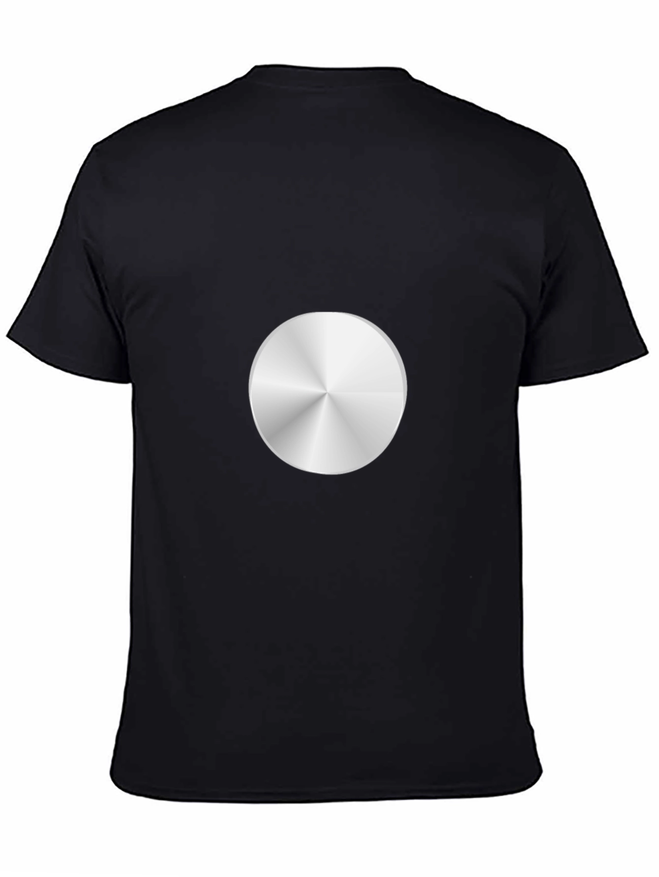Camiseta Negra con Diseño Circular Metálico