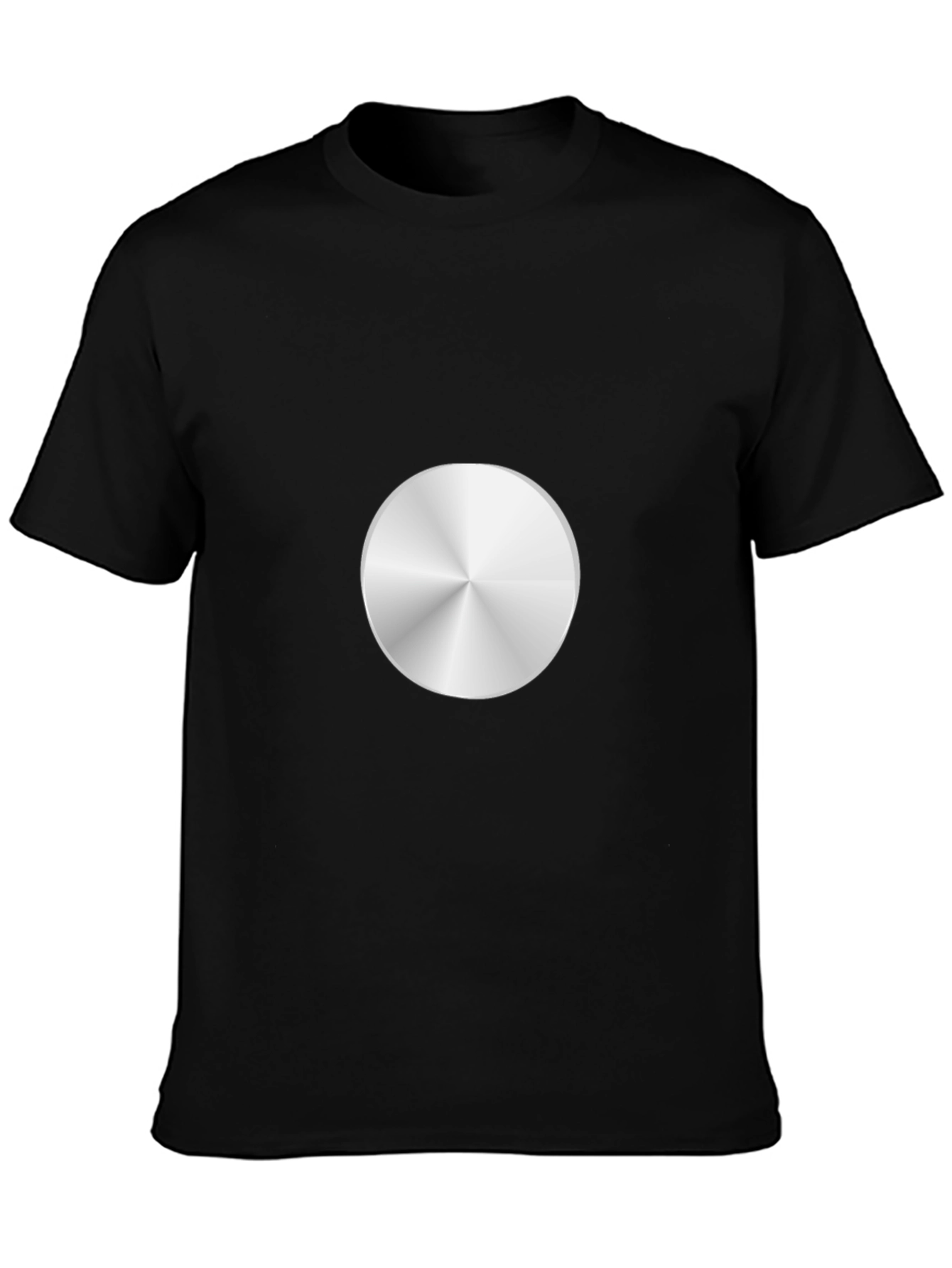Camiseta Negra con Diseño Circular Metálico