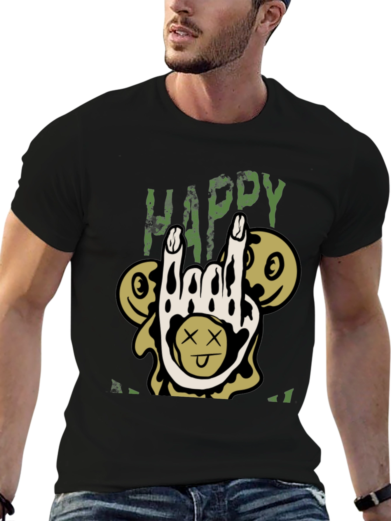 Camiseta Negra Happy Halloween Rock