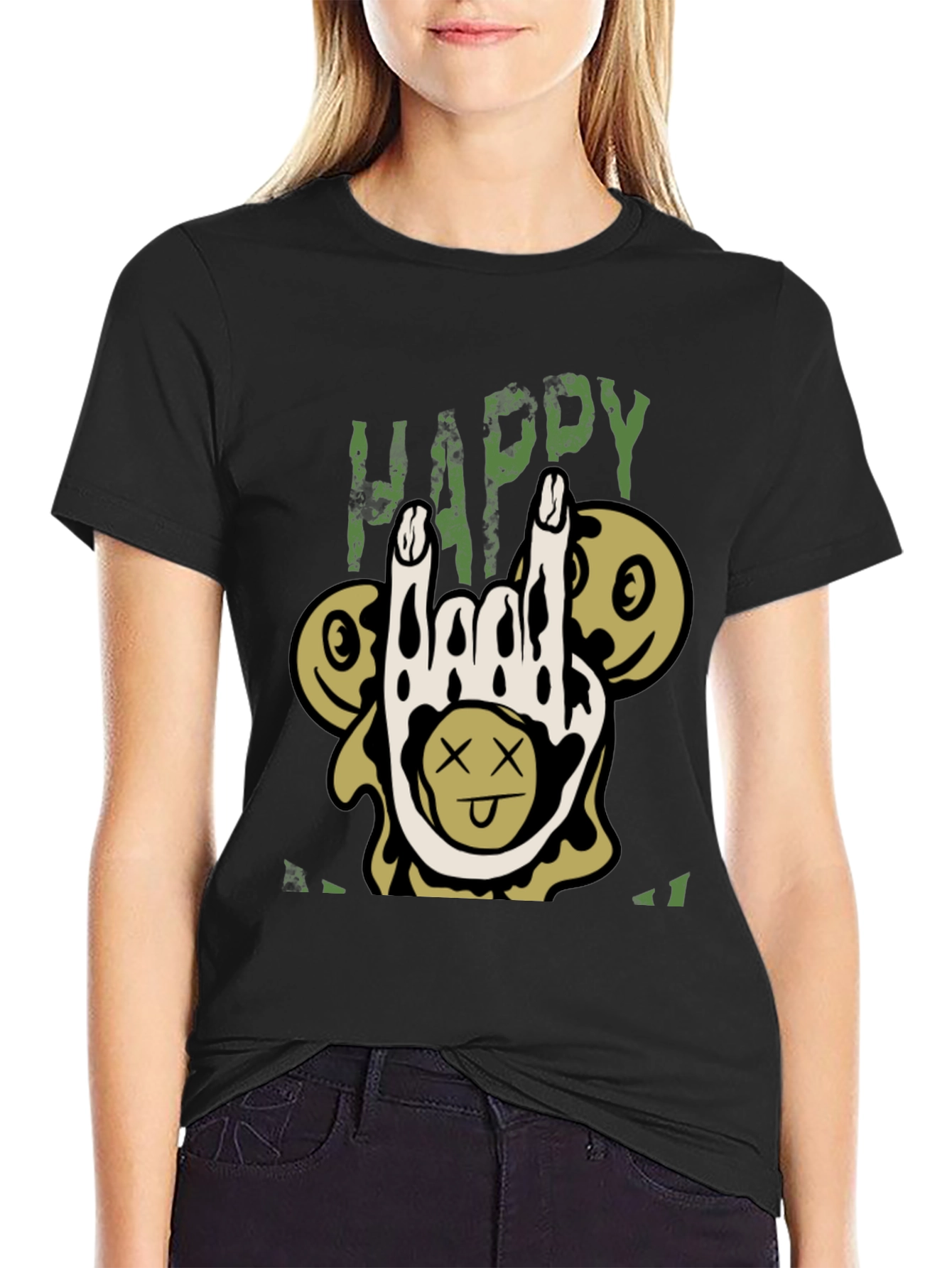 Camiseta Negra Happy Halloween Rock