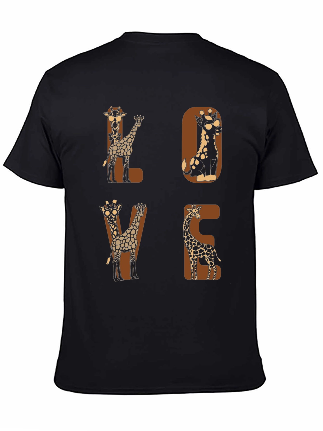 Camiseta Negra con Diseño de Jirafas LOVE