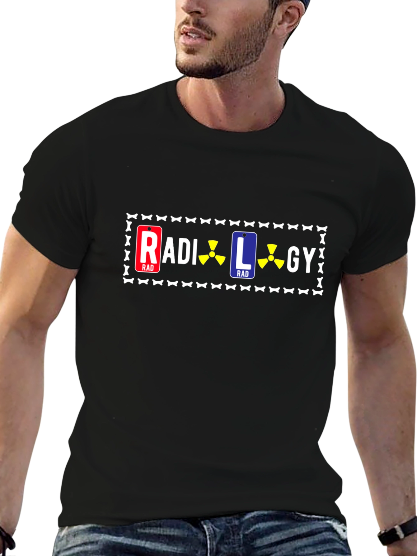 Camiseta Negra con Diseño de Radiología