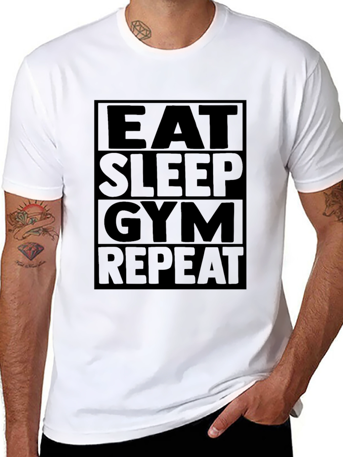 Camiseta Hombre: Eat Sleep Gym Repeat