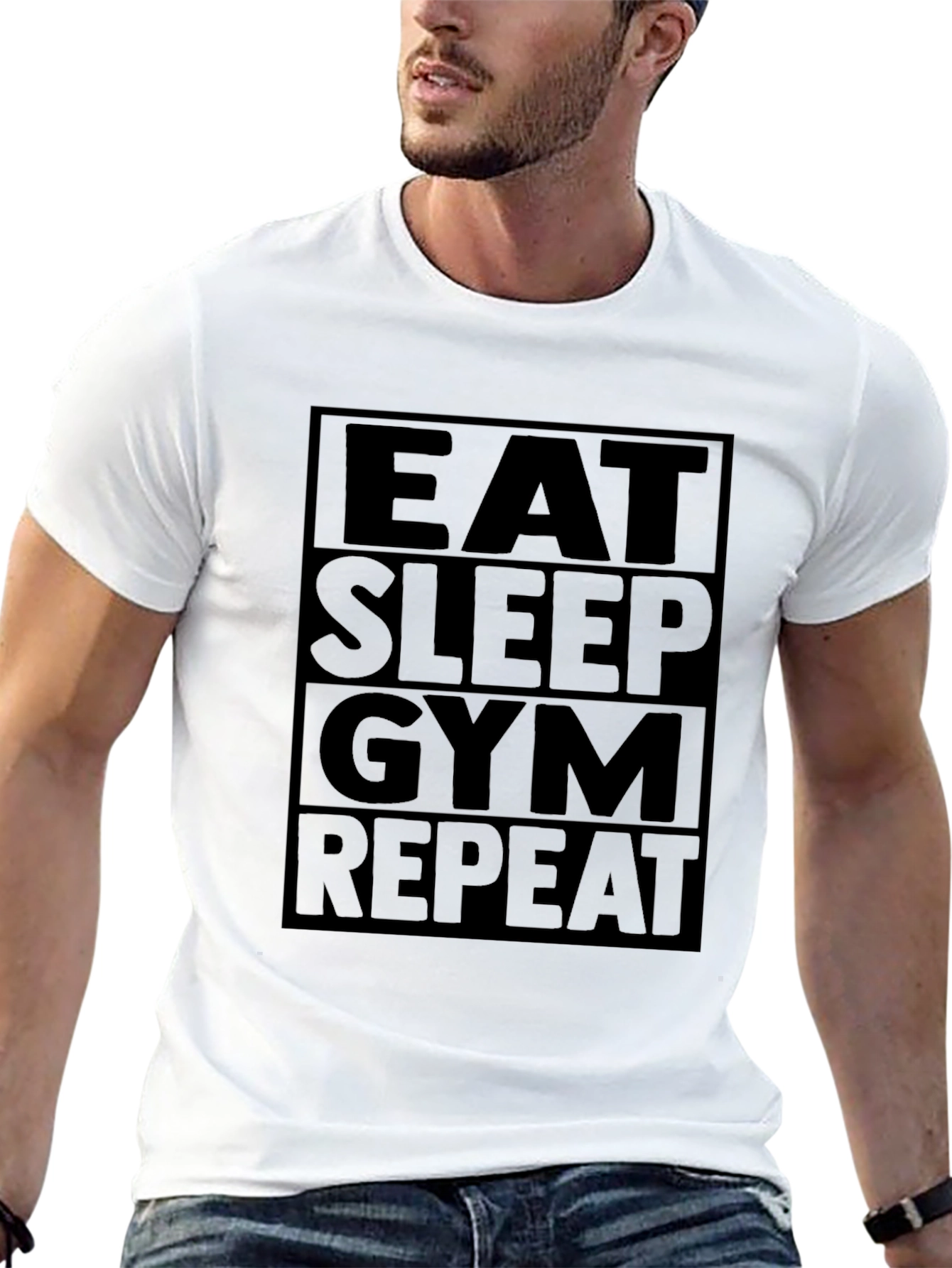 Camiseta Hombre: Eat Sleep Gym Repeat