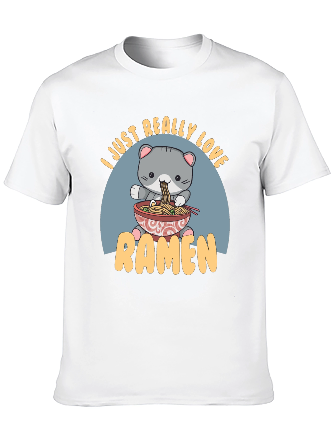 Camiseta Negra Amo el Ramen con Diseño de Gato