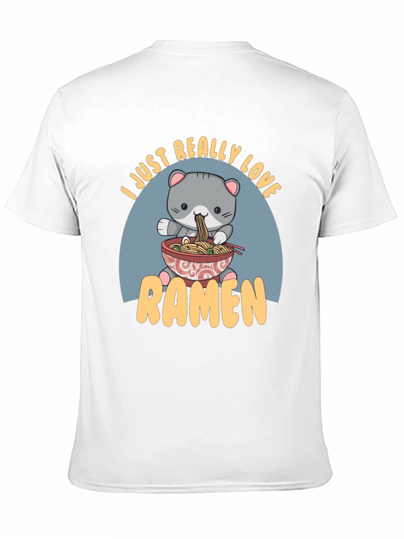 Camiseta Negra Amo el Ramen con Diseño de Gato