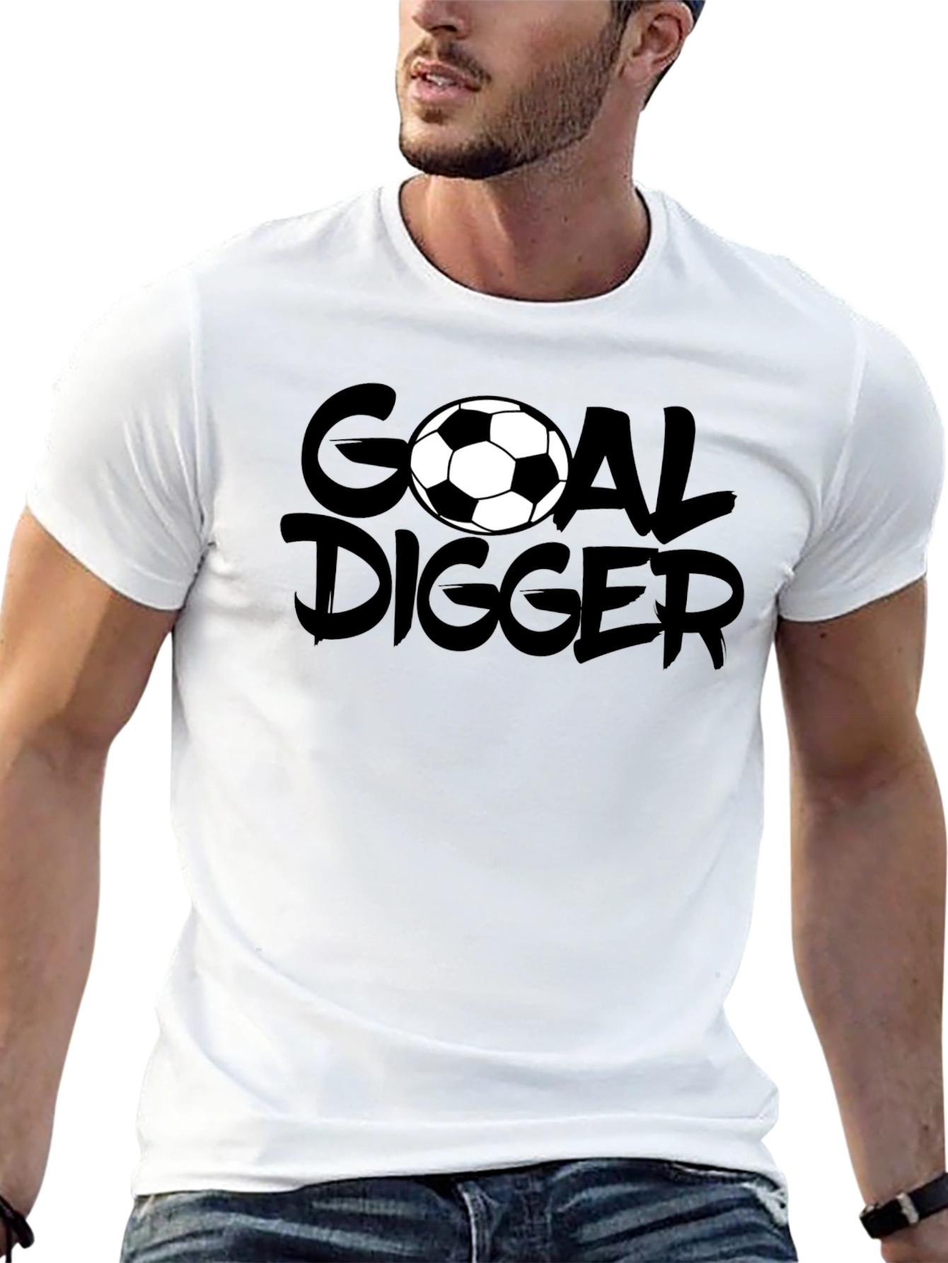 Camiseta Negra Goal Digger Fútbol Casual