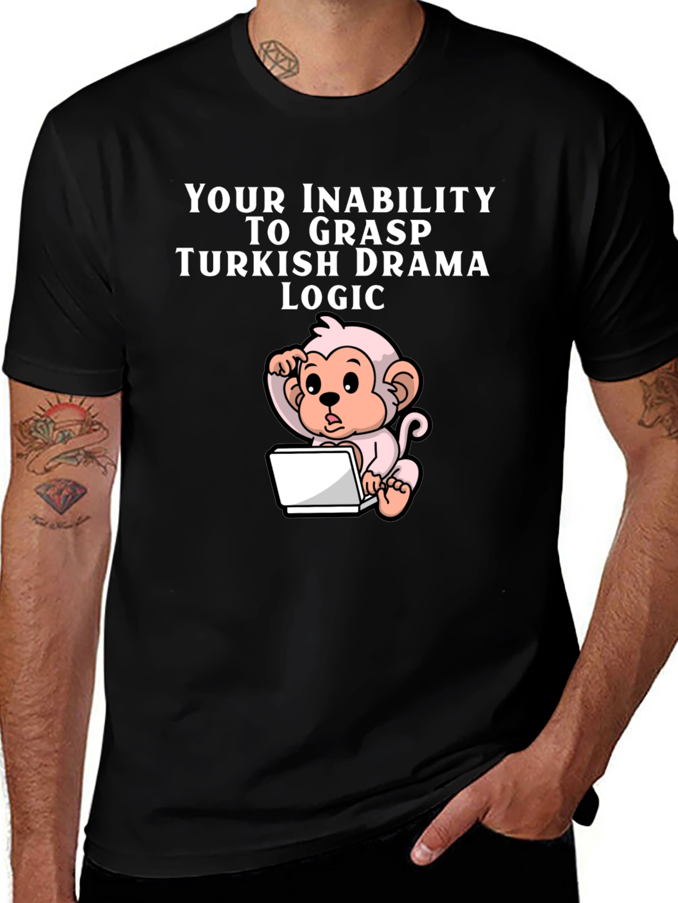 Camiseta Negra Humorística Lógica Drama Turco