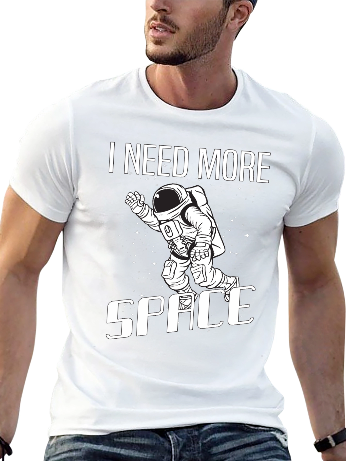 Camiseta Negra Necesito Más Espacio Astronauta