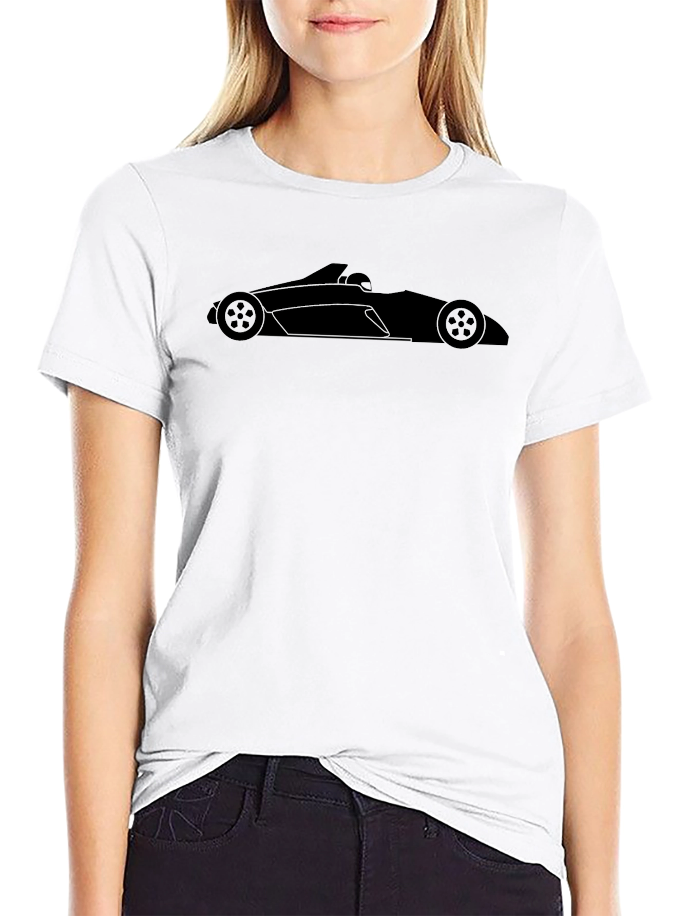 Camiseta Negra con Diseño de Coche de Carreras