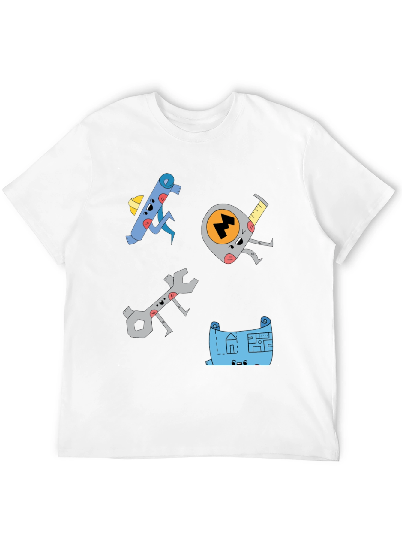 Camiseta Negra con Diseño de Herramientas Animadas