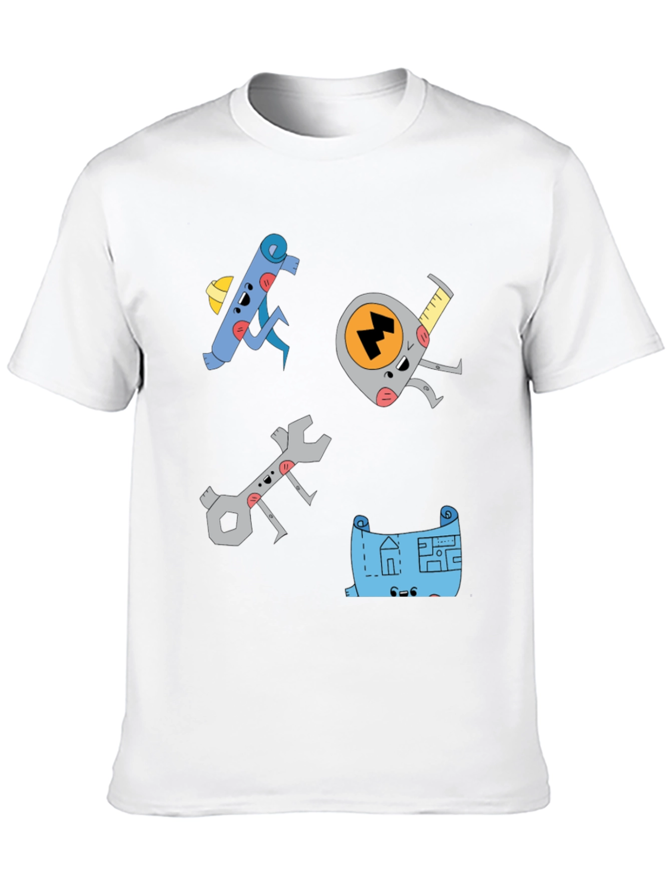 Camiseta Negra con Diseño de Herramientas Animadas