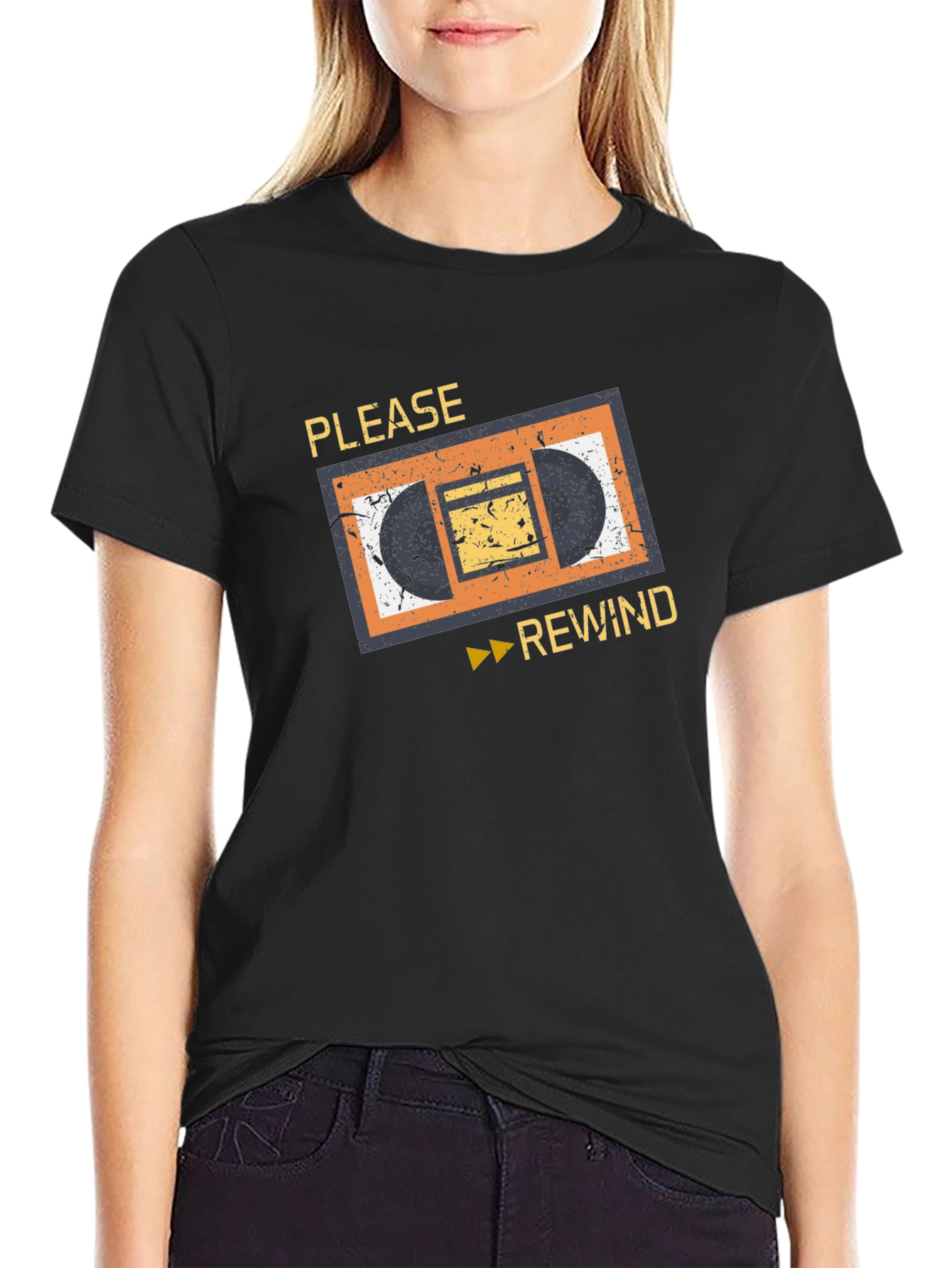 Camiseta Retro VHS: ¡Por Favor Rebobinar!