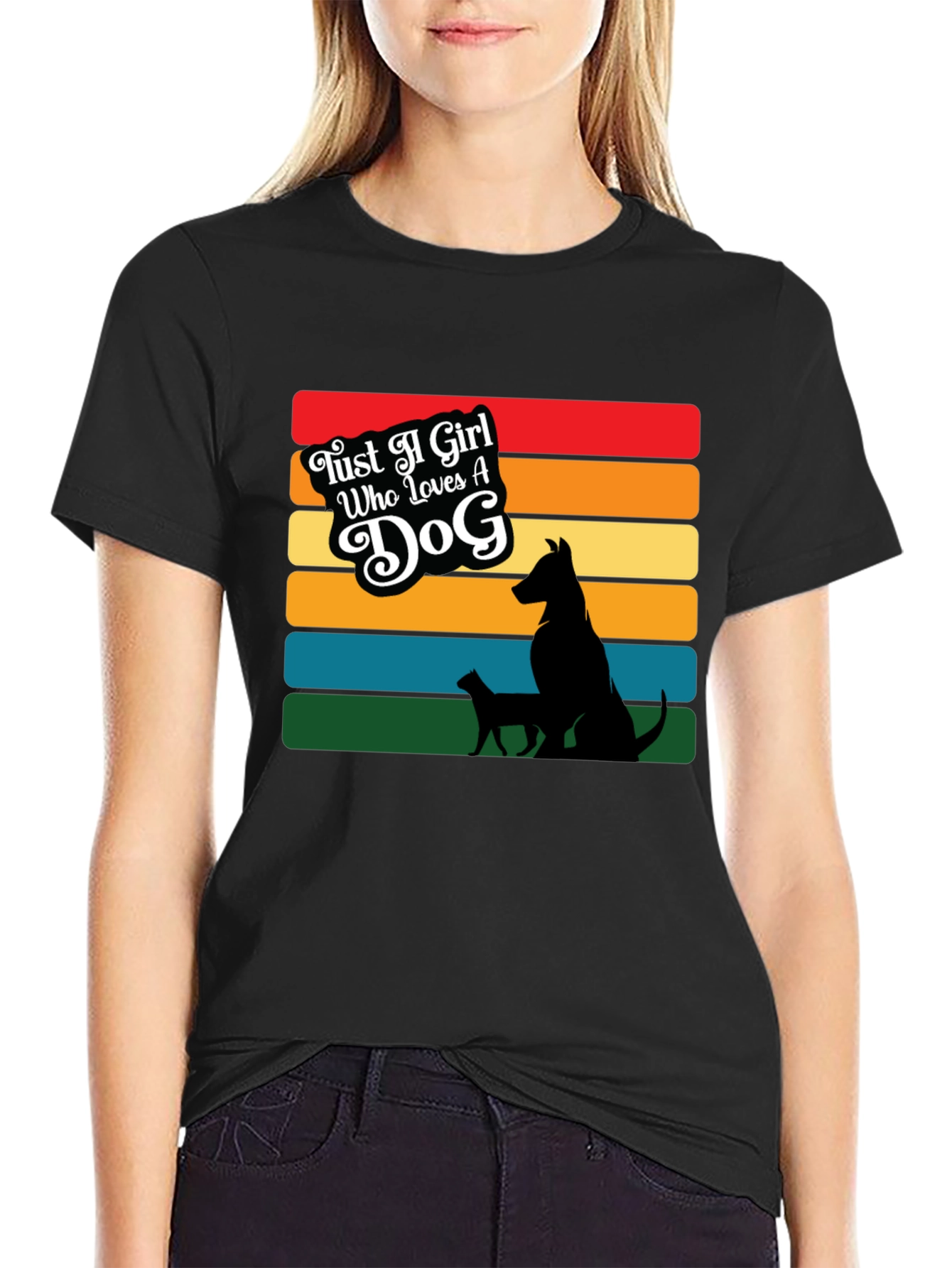 Camiseta Negra Just a Girl Who Loves a Dog