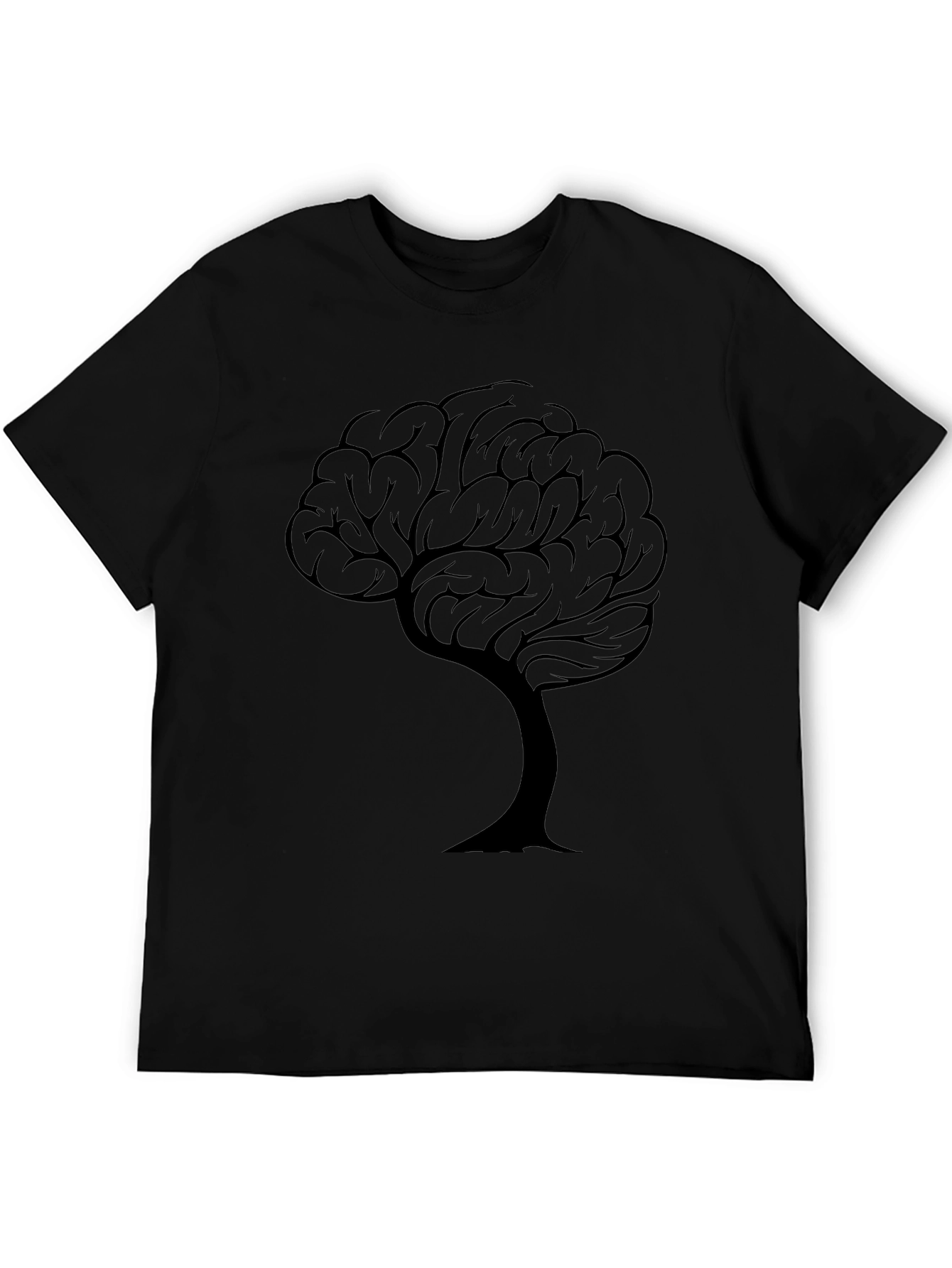 Camiseta Negra con Diseño de Árbol Cerebral