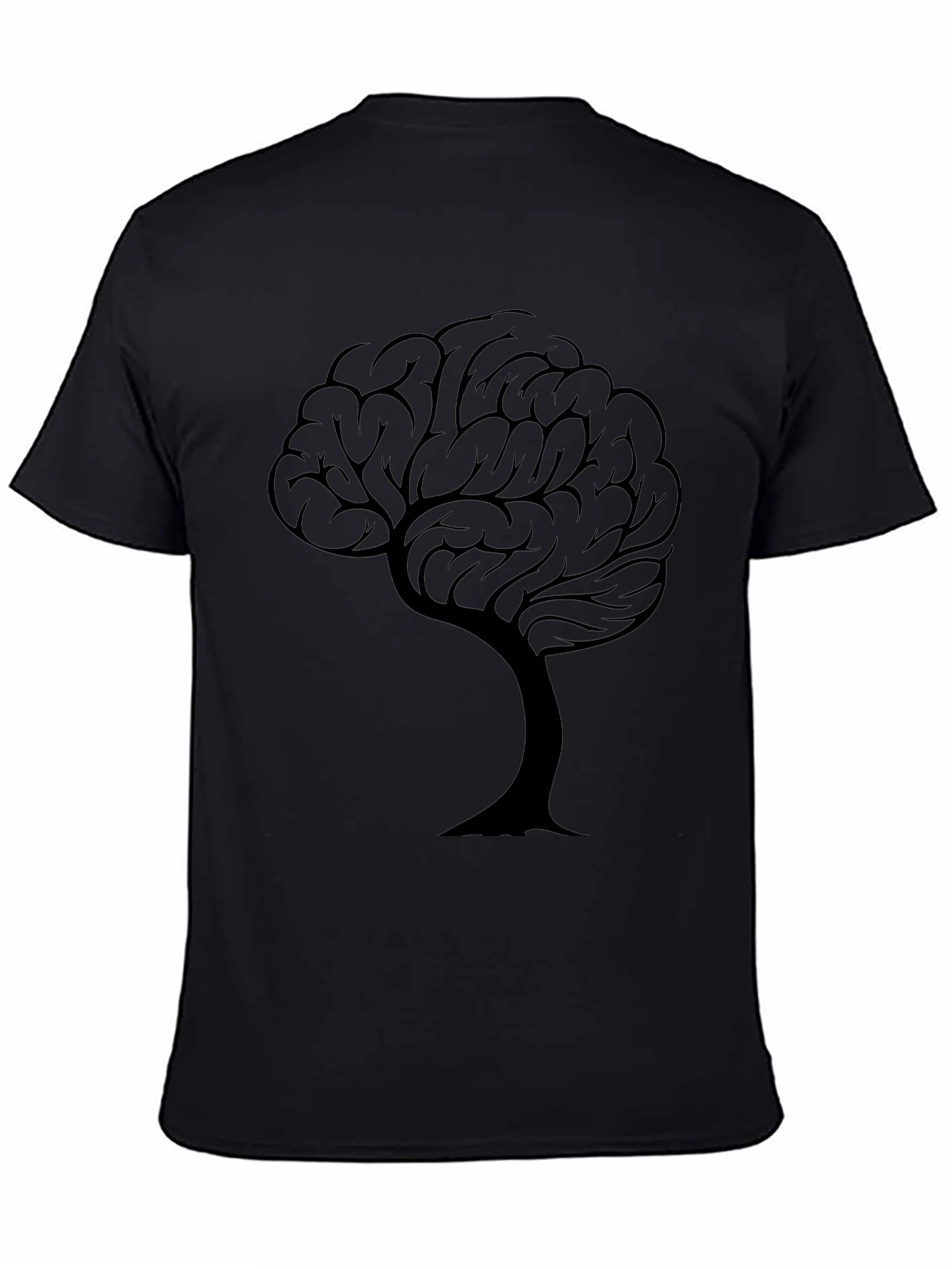 Camiseta Negra con Diseño de Árbol Cerebral