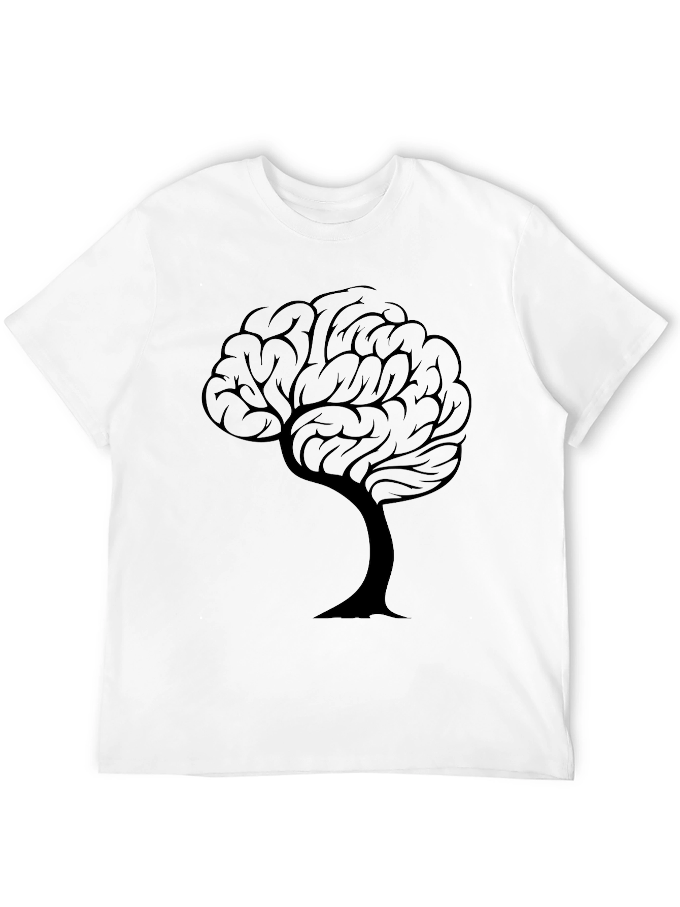 Camiseta Negra con Diseño de Árbol Cerebral