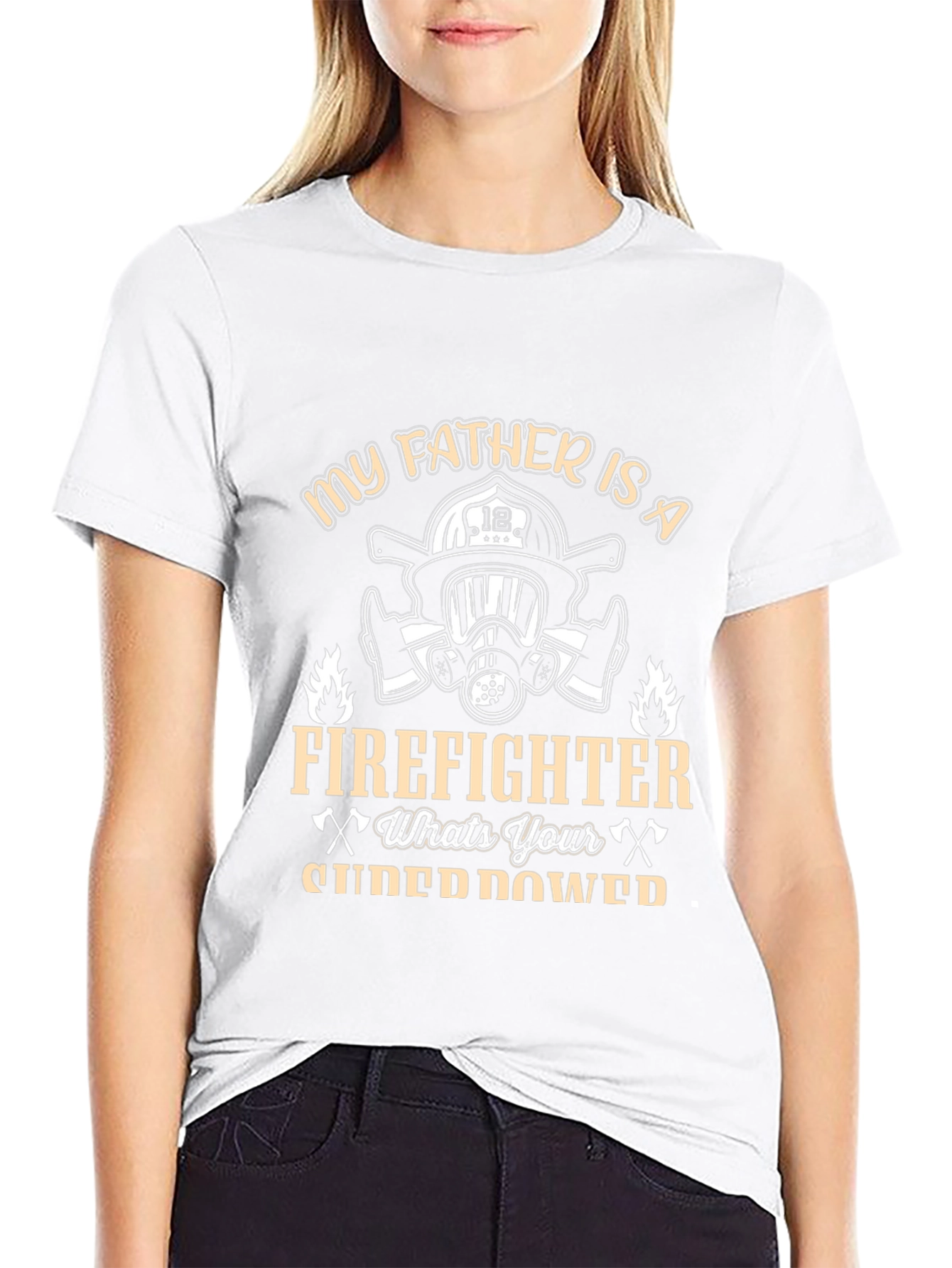 Camiseta Negra: Mi Padre Bombero ¿Cuál es tu Superpoder?