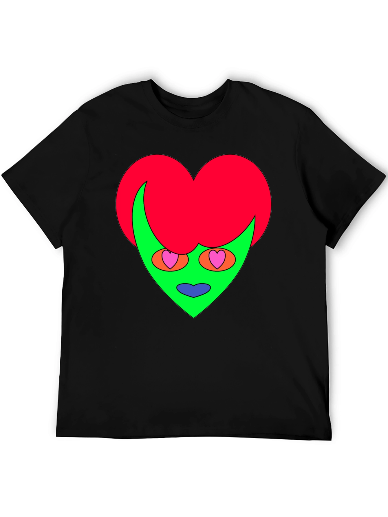 Camiseta Negra con Diseño Corazón Alienígena