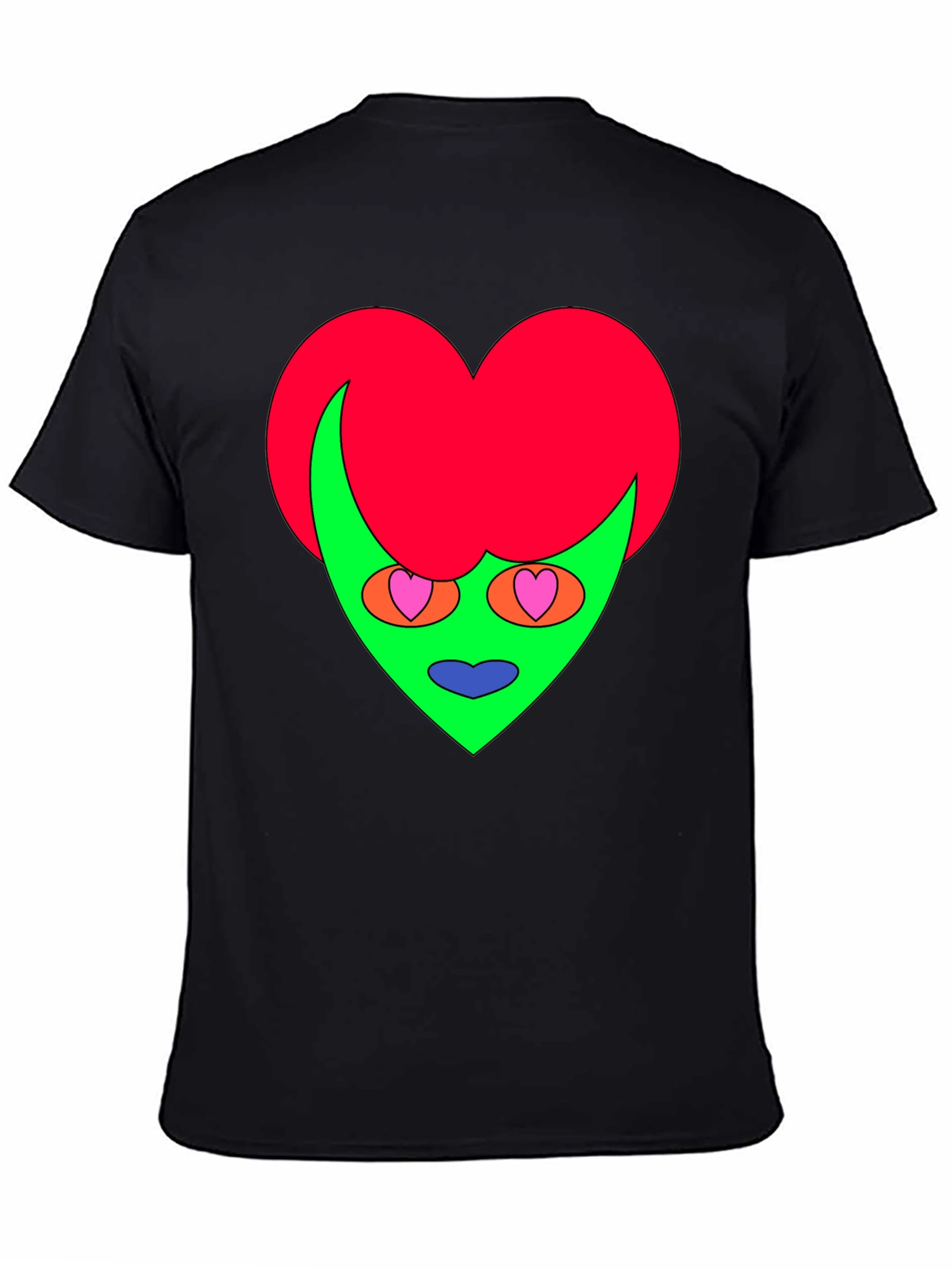 Camiseta Negra con Diseño Corazón Alienígena