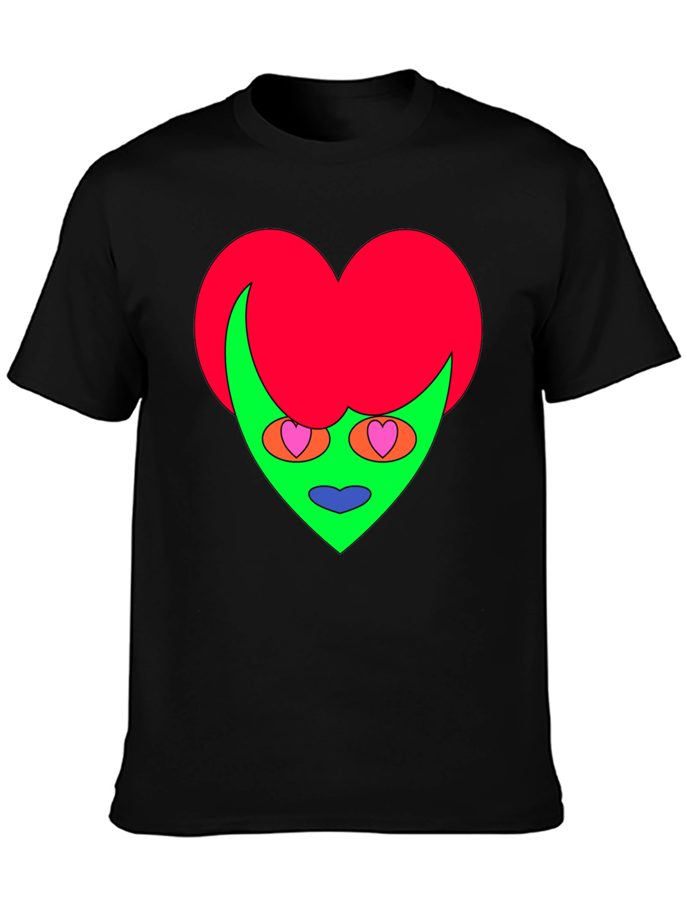 Camiseta Negra con Diseño Corazón Alienígena