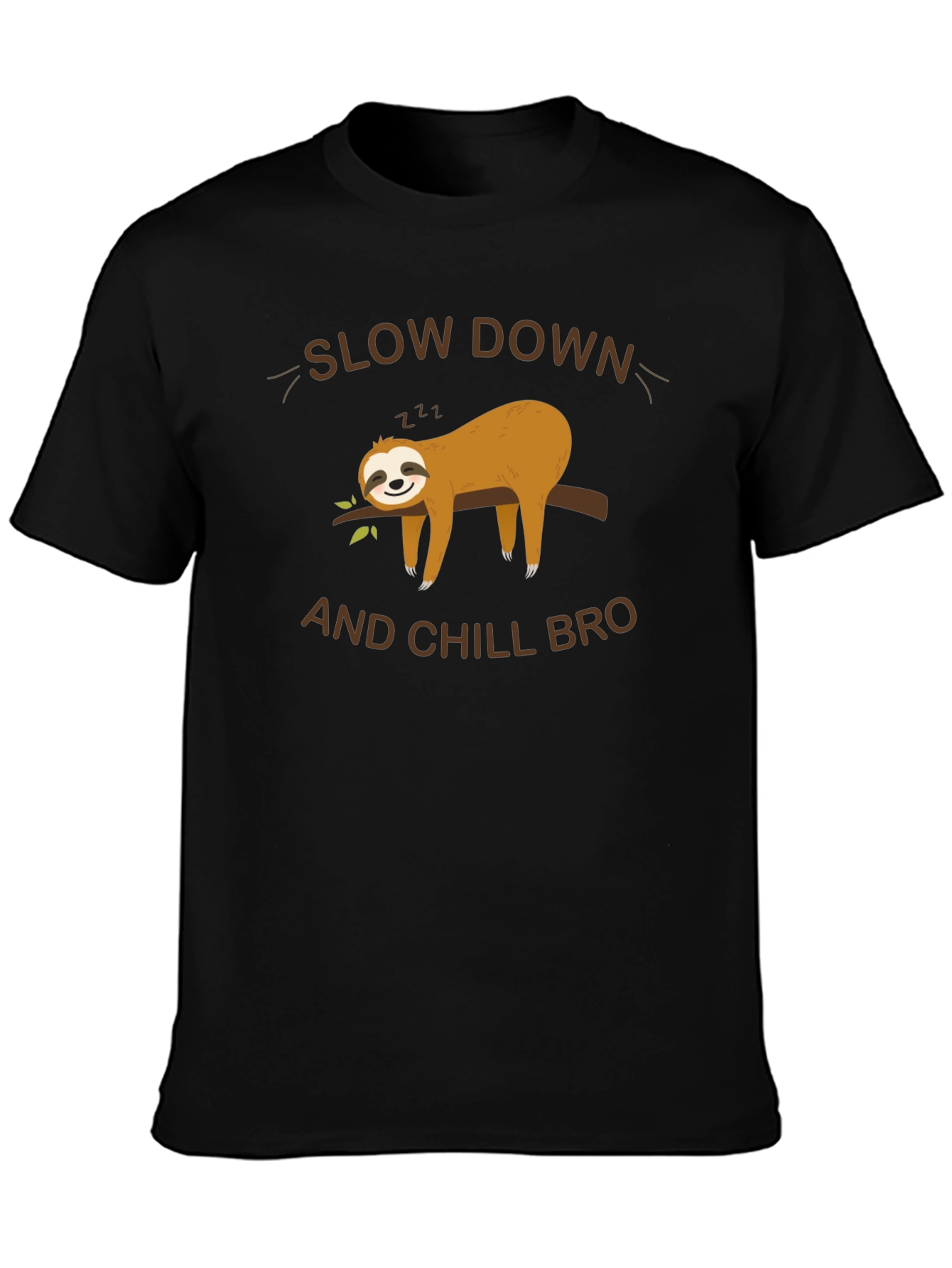 Camiseta Negra con Diseño de Perezoso Relax