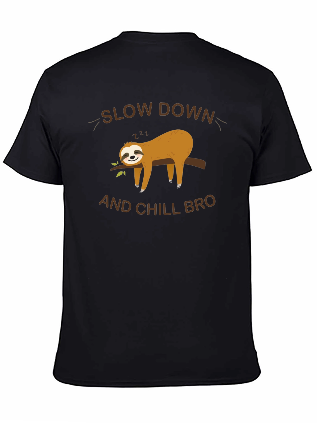 Camiseta Negra con Diseño de Perezoso Relax