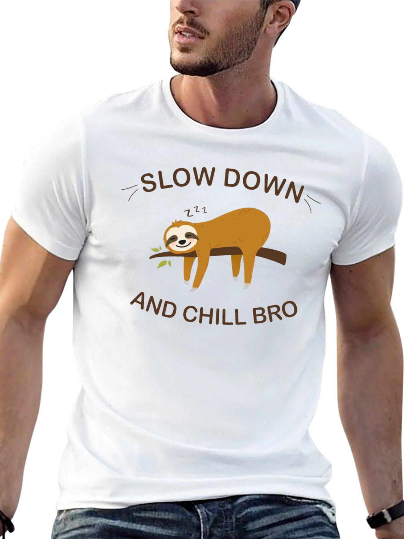 Camiseta Negra con Diseño de Perezoso Relax