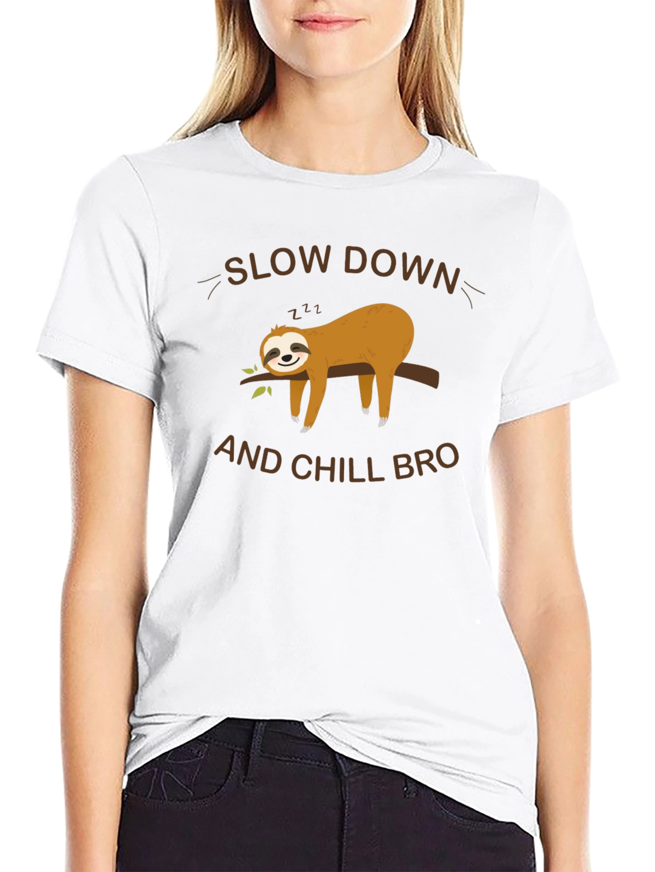 Camiseta Negra con Diseño de Perezoso Relax