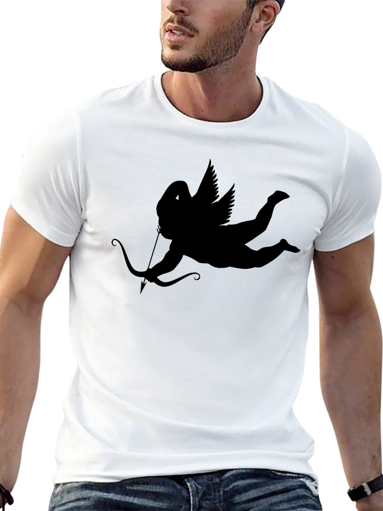 Camiseta Negra con Diseño de Cupido