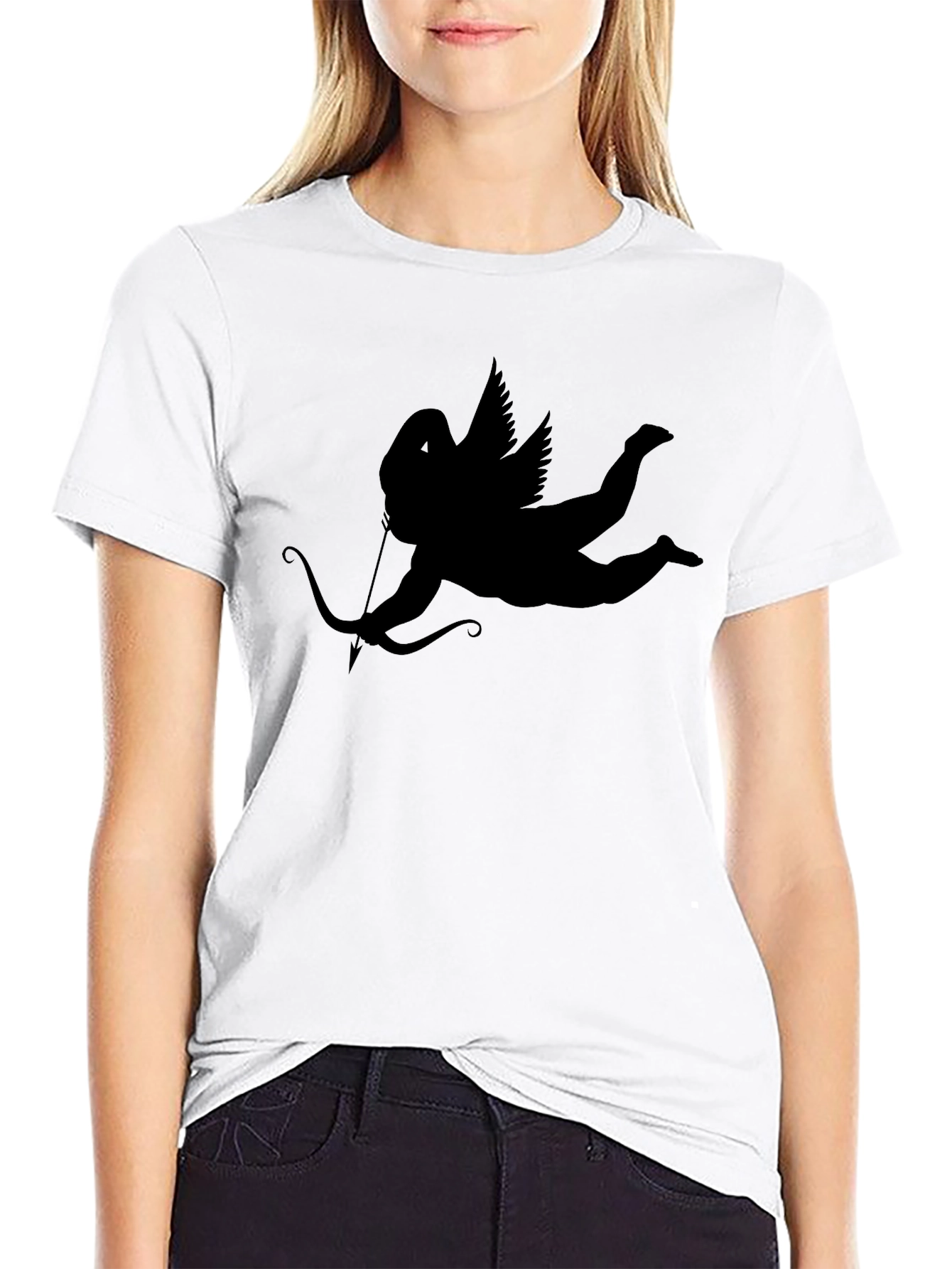 Camiseta Negra con Diseño de Cupido