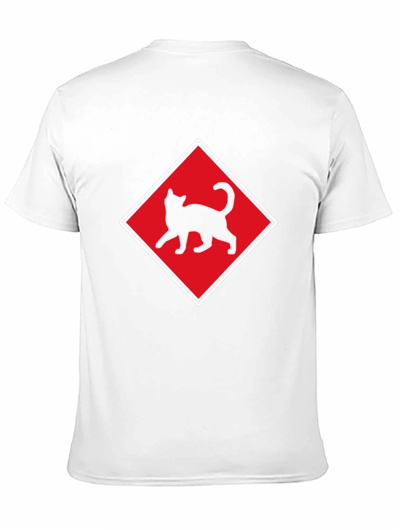 Camiseta Negra con Diseño de Gato en Diamante Rojo