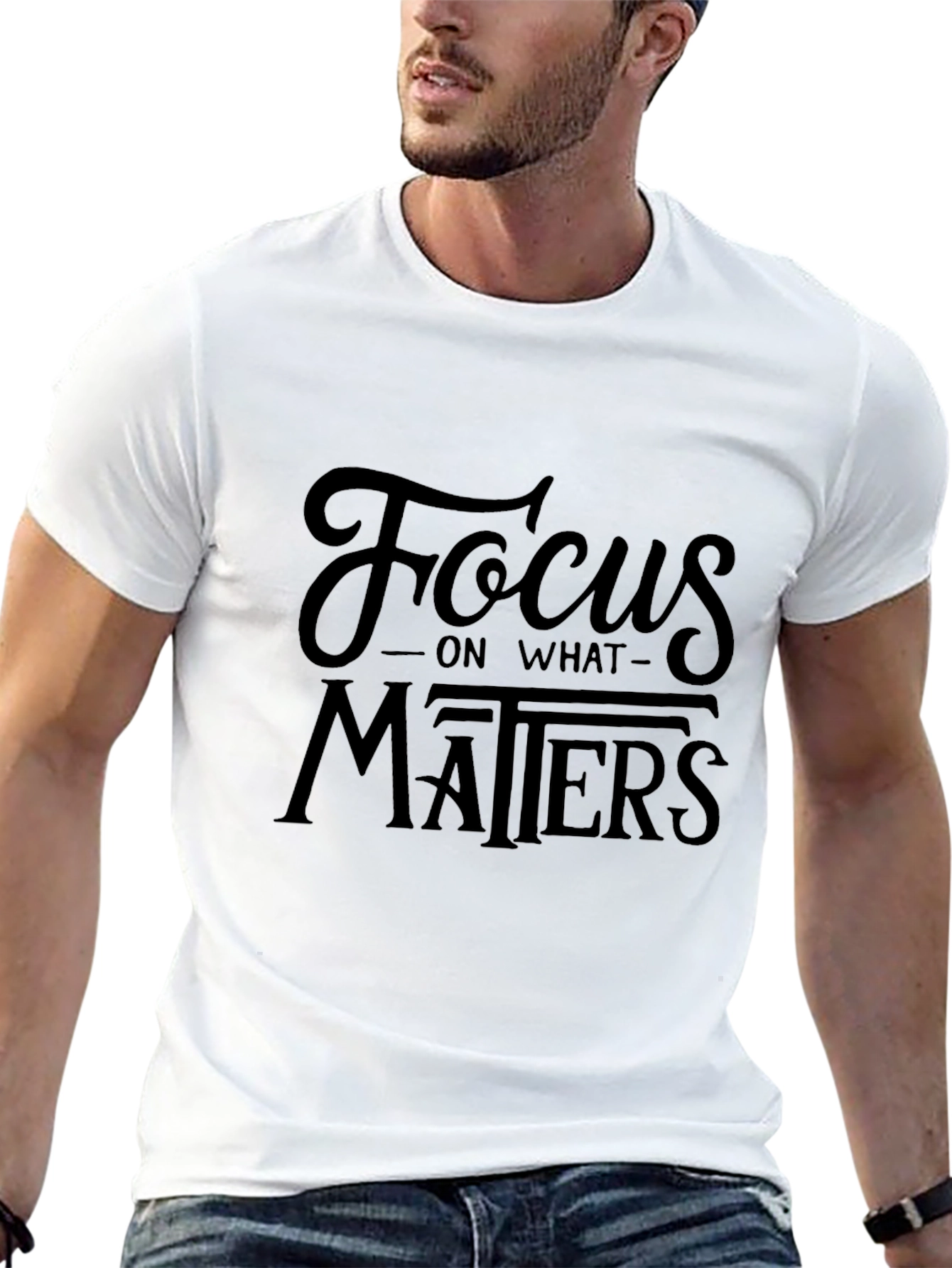 Camiseta Negra Hombre - Focus On What Matters