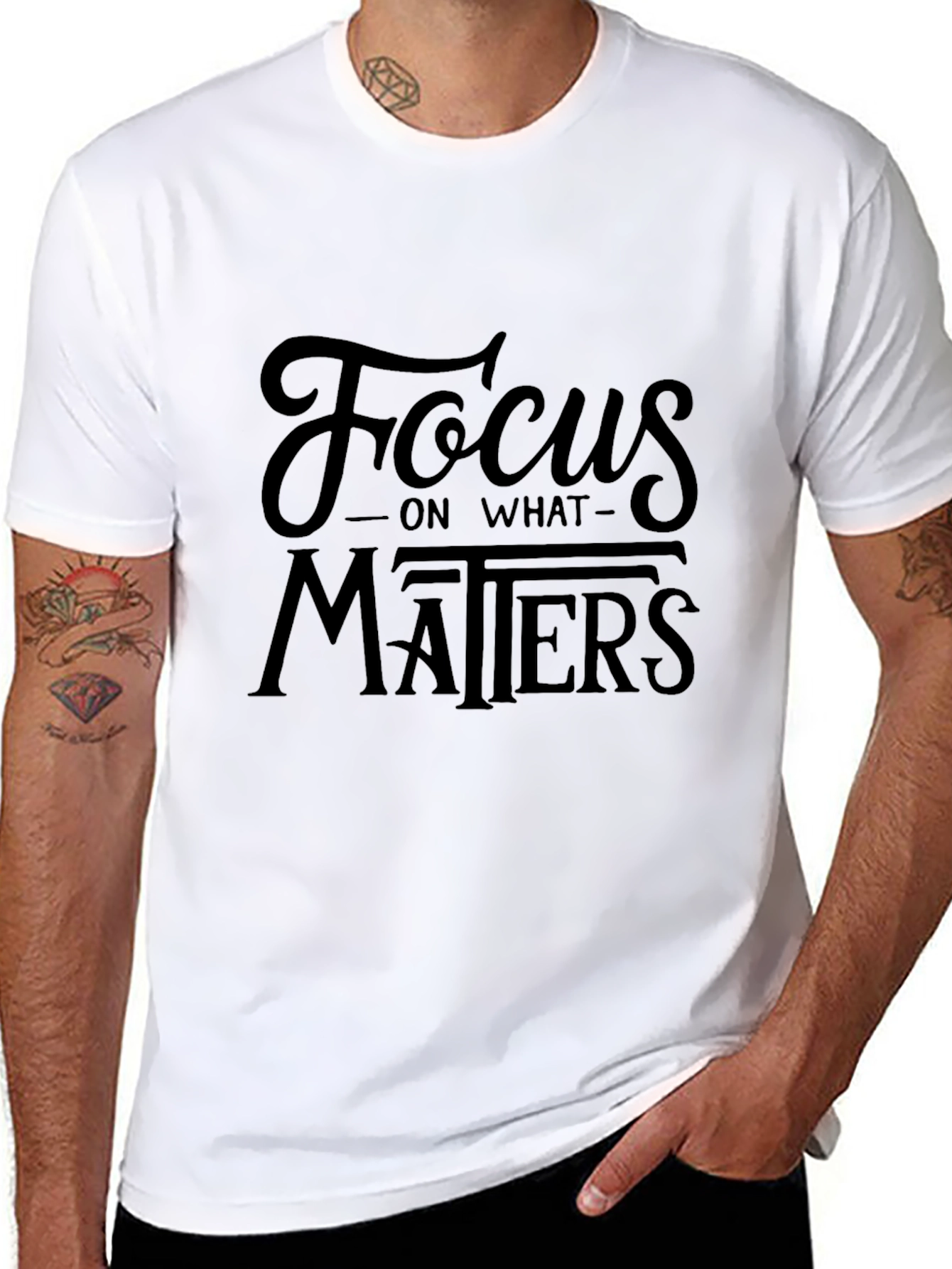 Camiseta Negra Hombre - Focus On What Matters