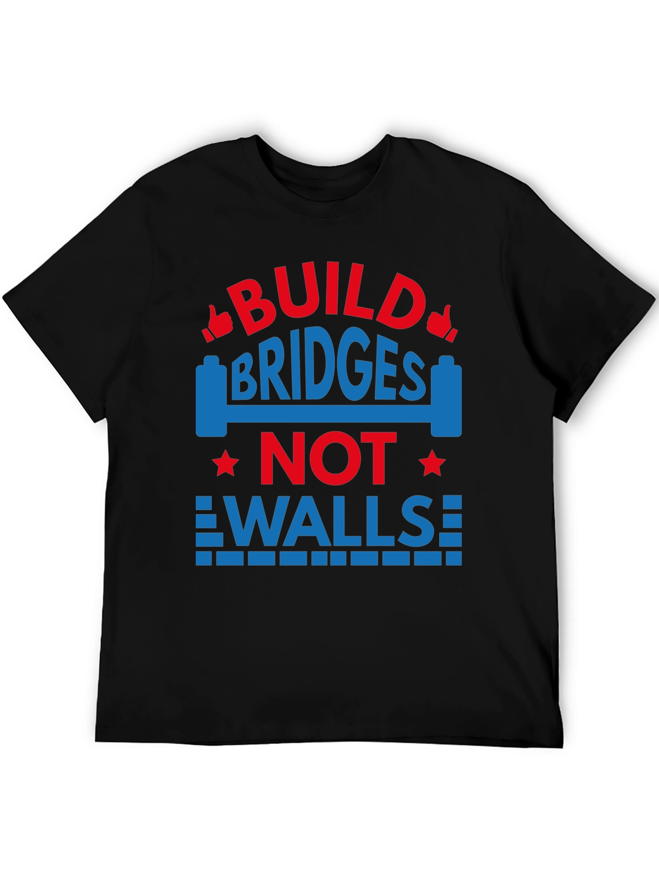 Camiseta Negra con Diseño Build Bridges Not Walls