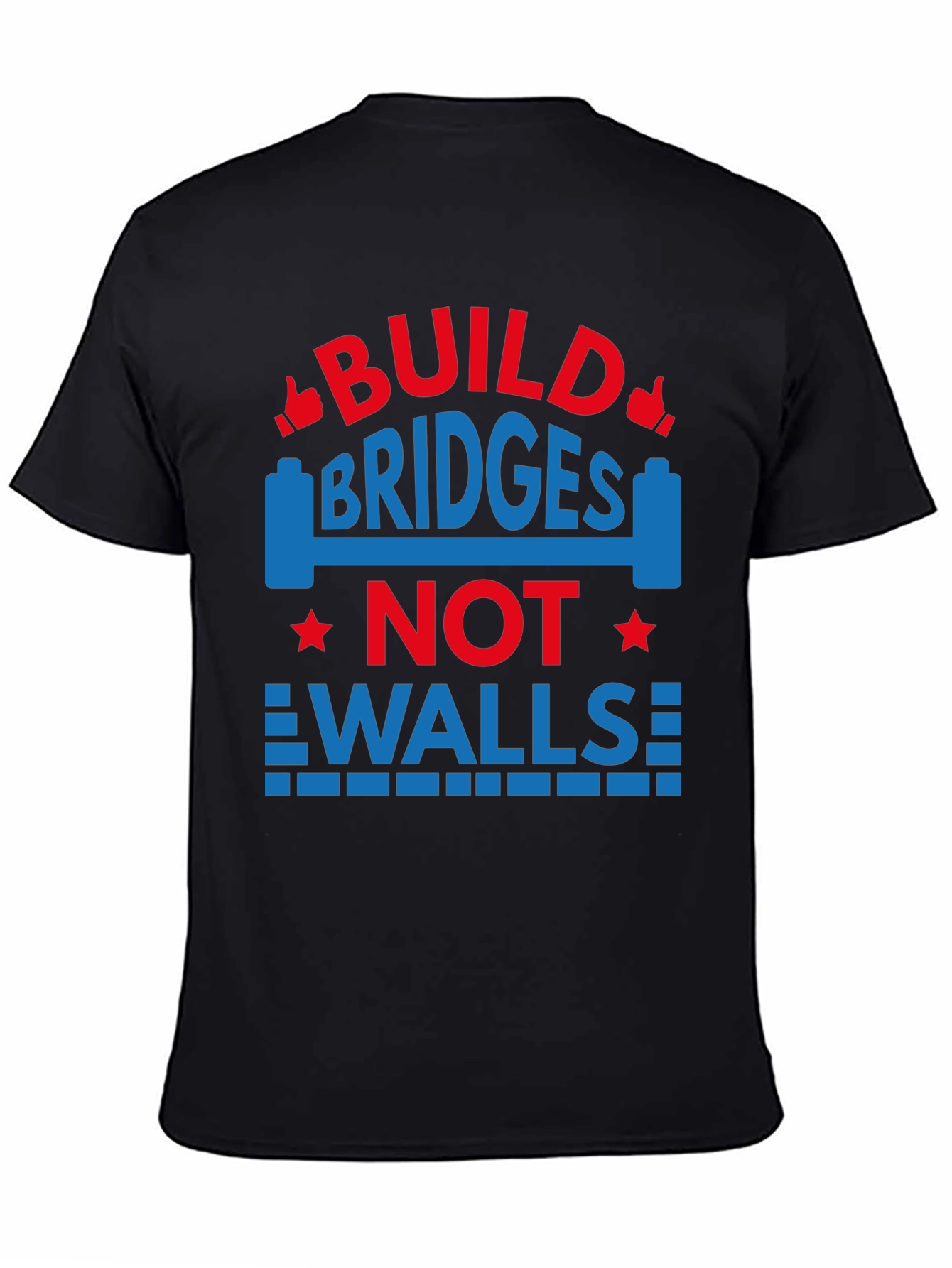 Camiseta Negra con Diseño Build Bridges Not Walls