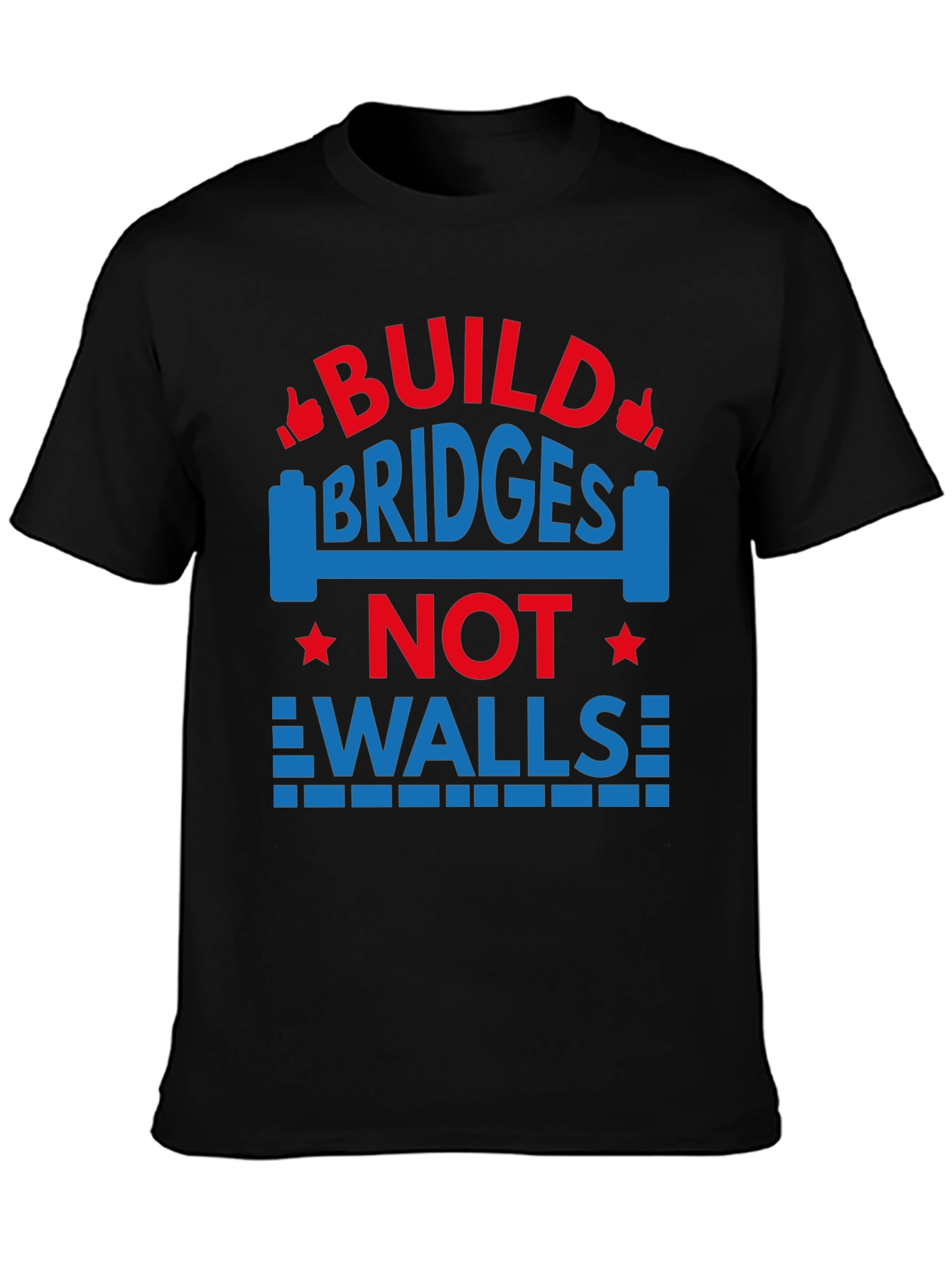 Camiseta Negra con Diseño Build Bridges Not Walls