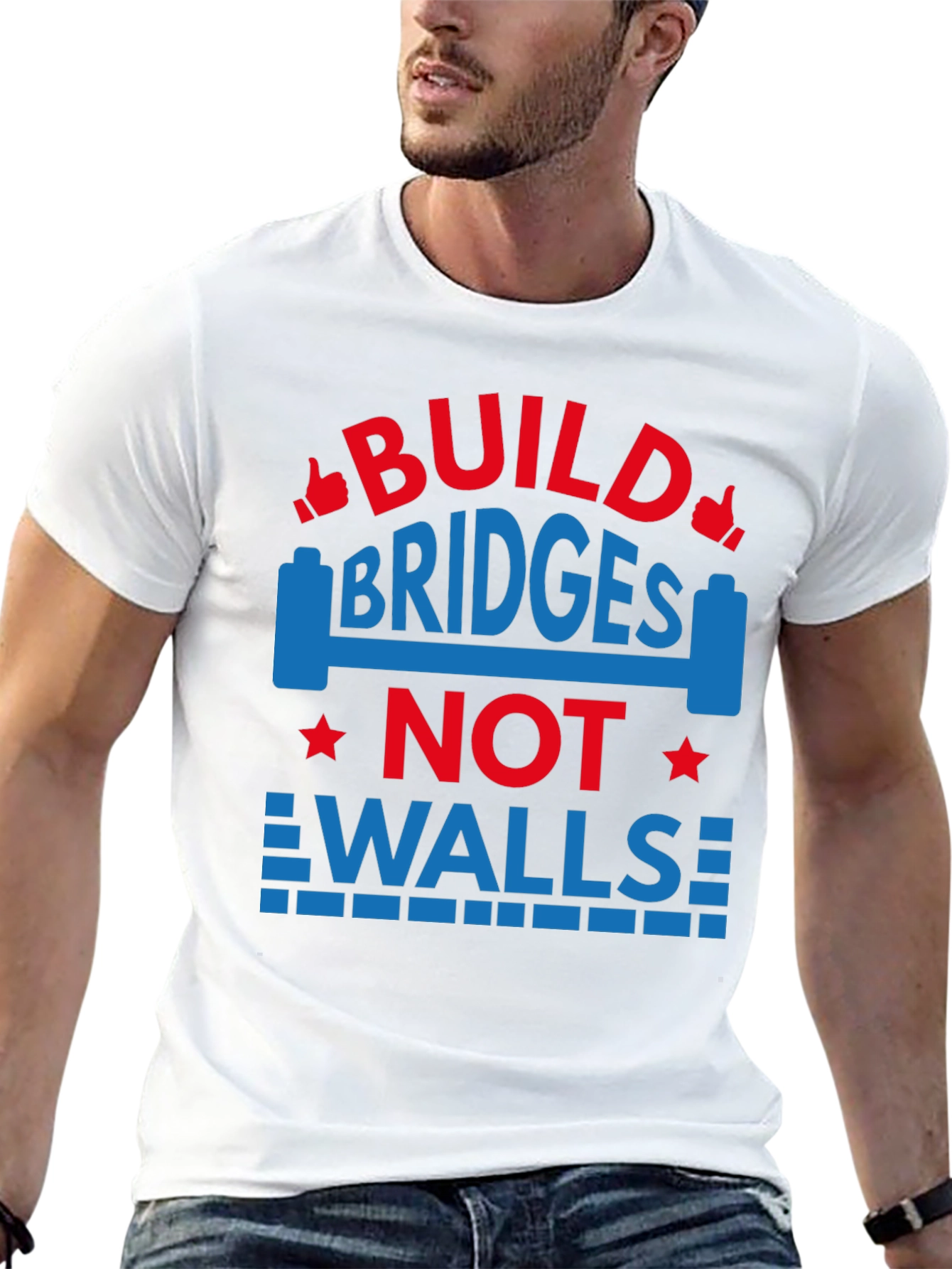 Camiseta Negra con Diseño Build Bridges Not Walls
