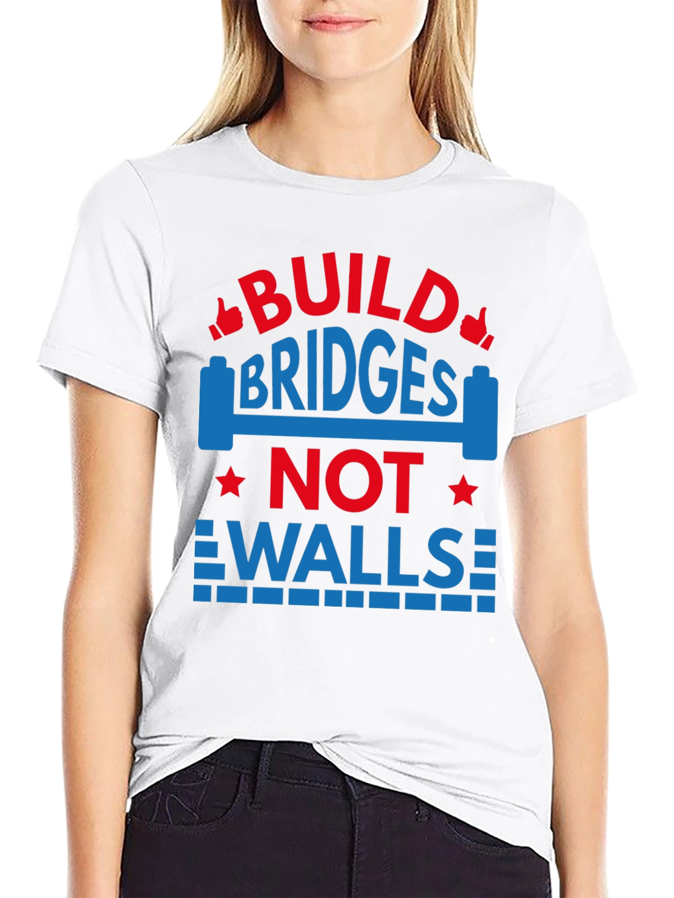 Camiseta Negra con Diseño Build Bridges Not Walls