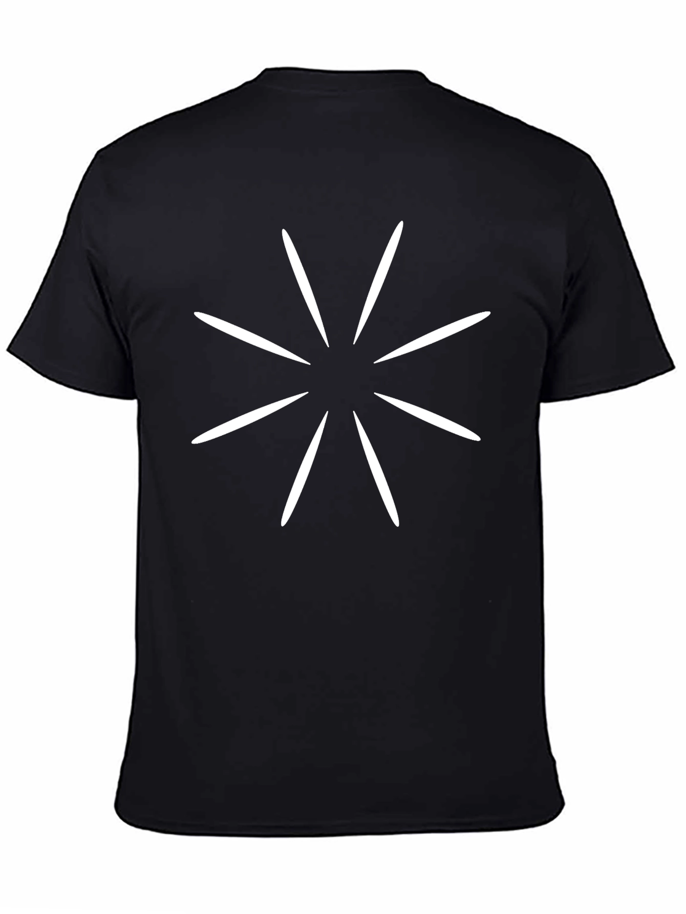 Camiseta Negra Hombre Diseño Sol Blanco Casual