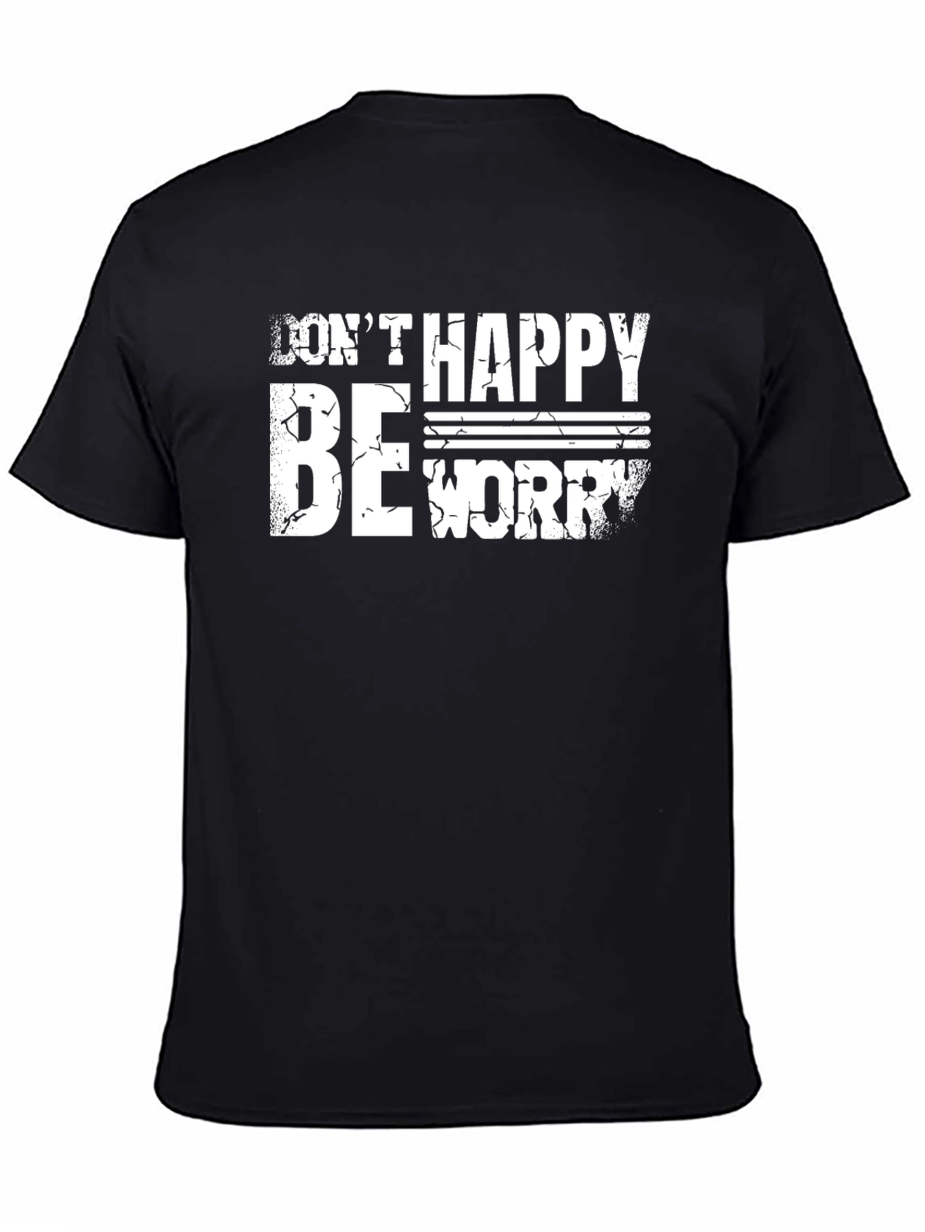 Camiseta Negra No Happy Be Worry para Hombre