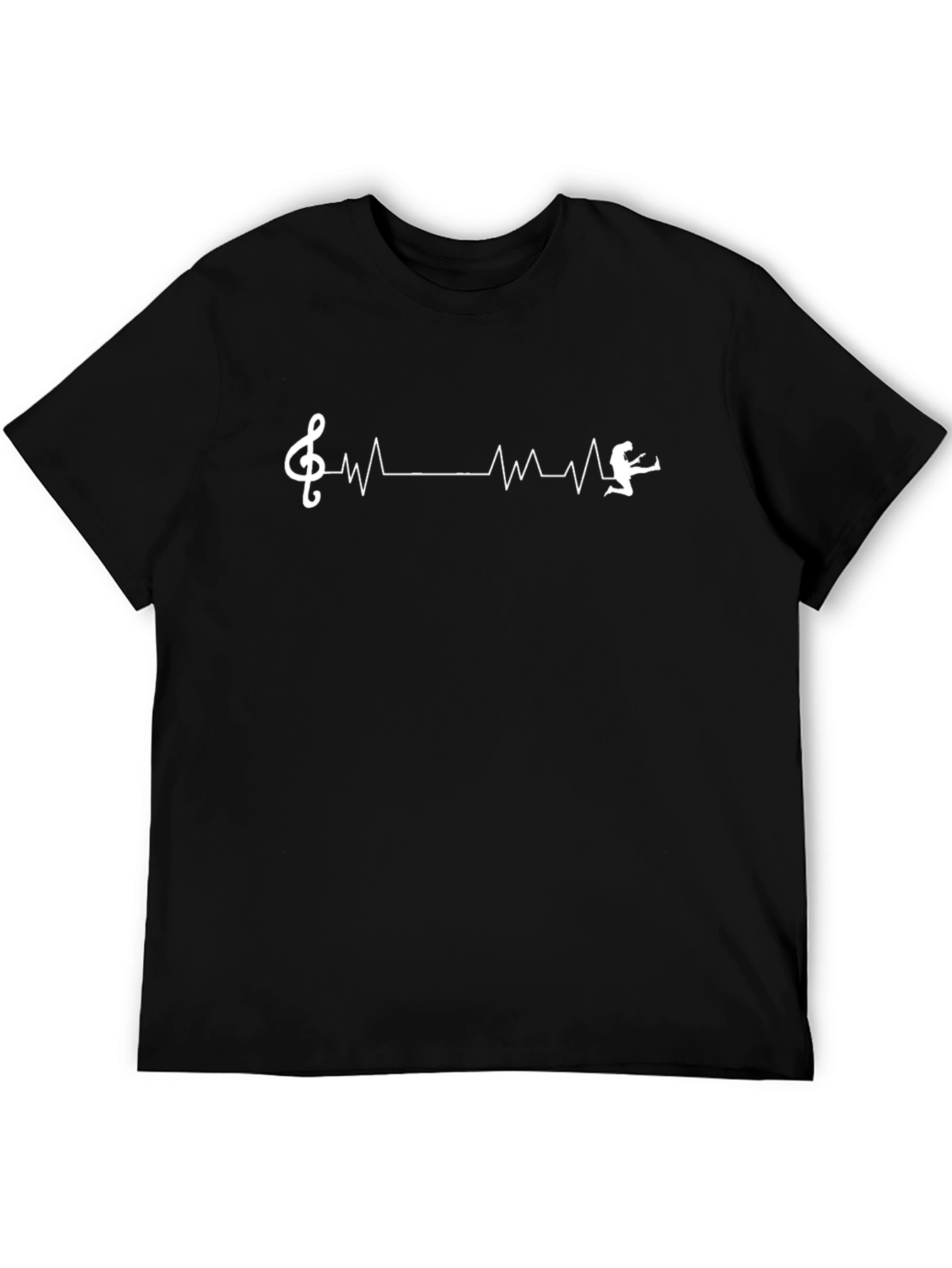 Camiseta Negra Musical con Latido de Guitarrista