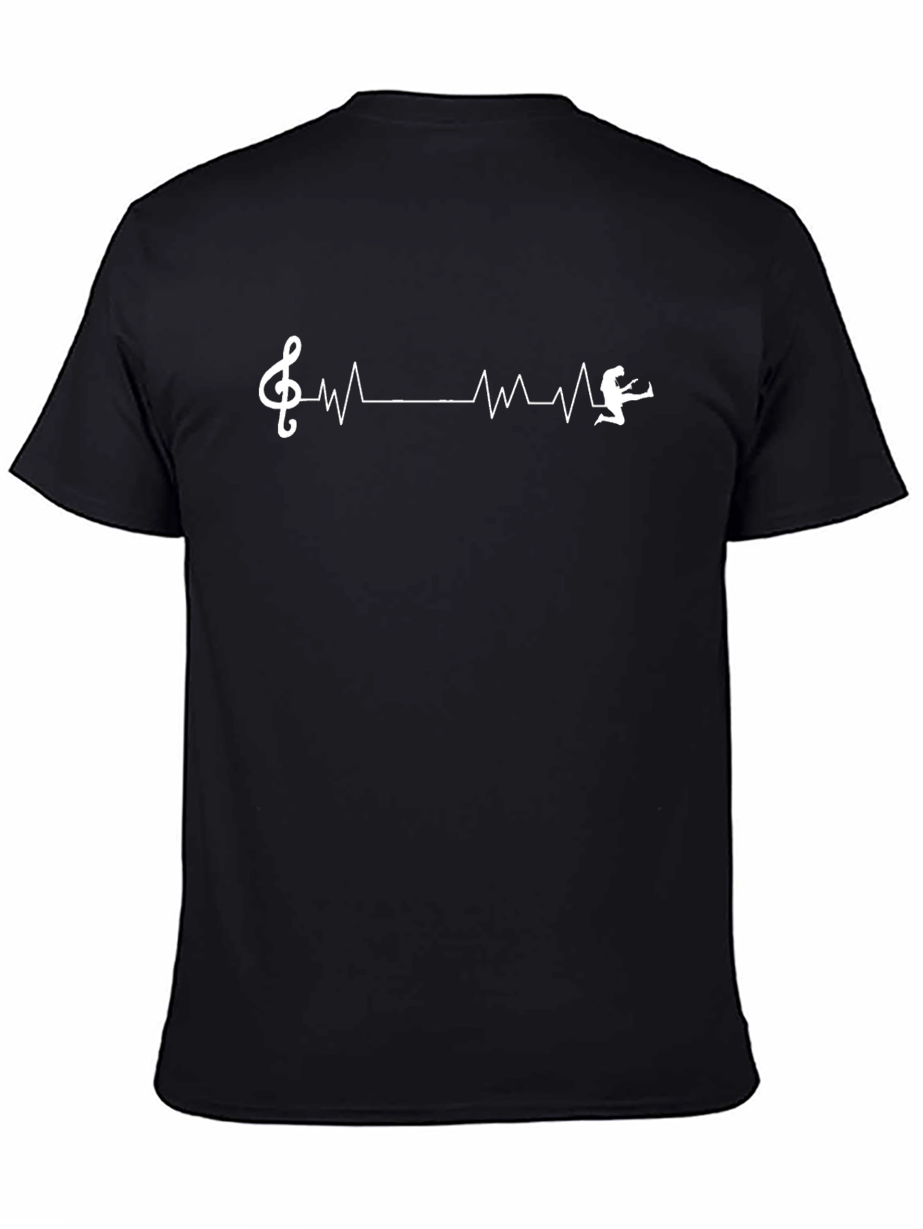 Camiseta Negra Musical con Latido de Guitarrista
